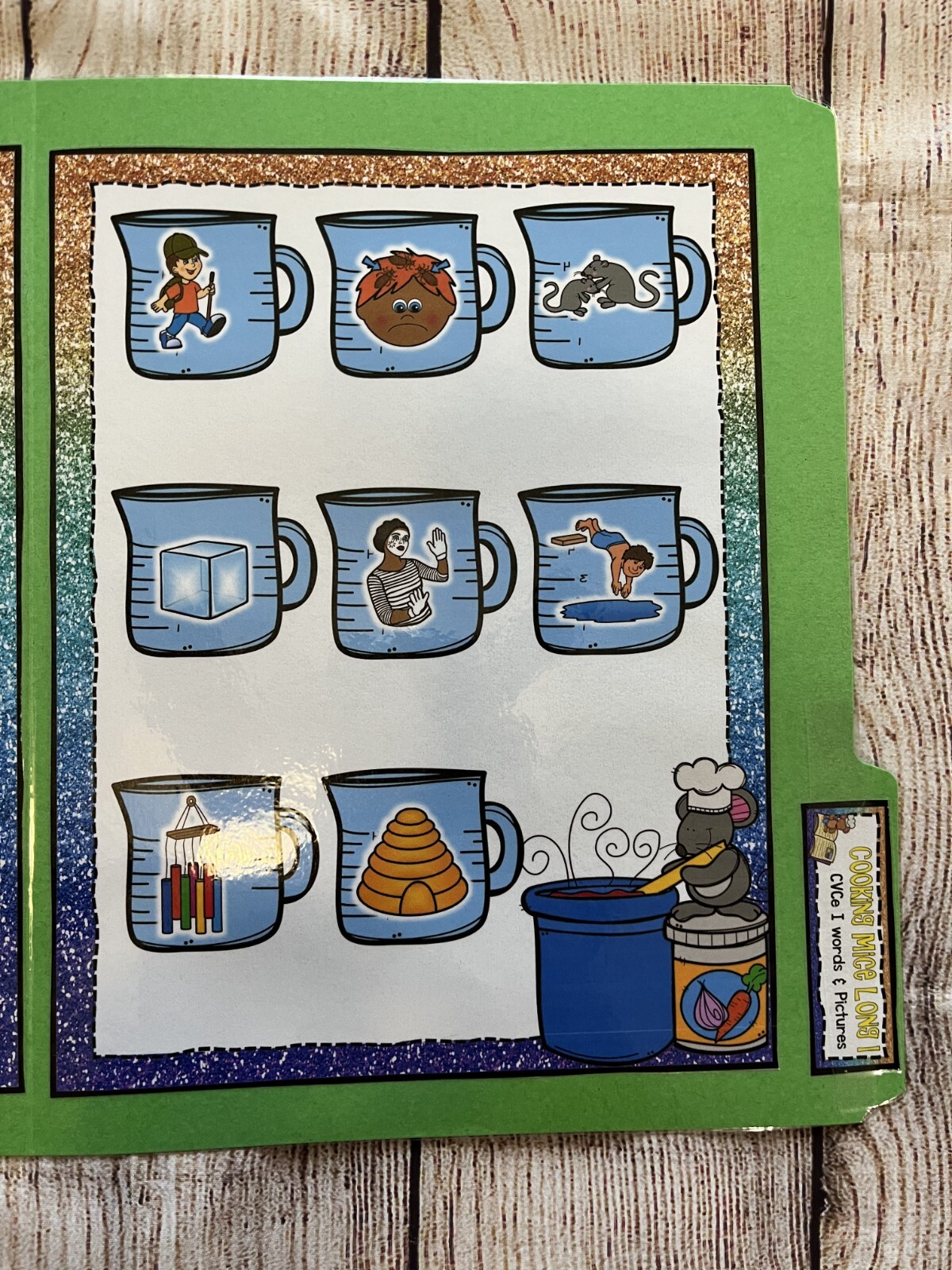 Cooking Mice Long Vowel I CVCe Phonics Task File Folder Game Phonics First Grade