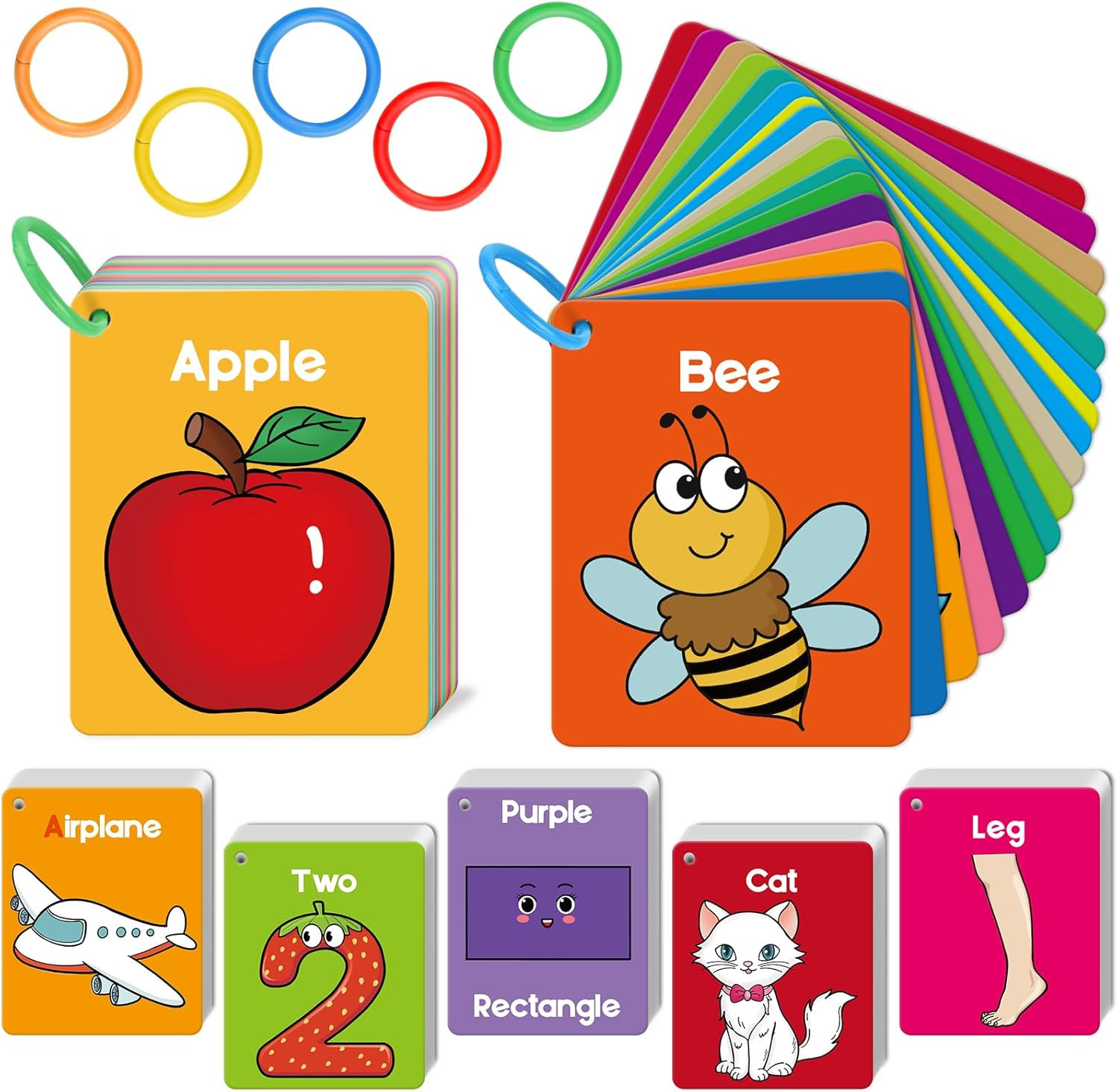 Toddler Flash Cards for Kids, Learning Alphabet, Numbers, Shapes, Colors, Animal