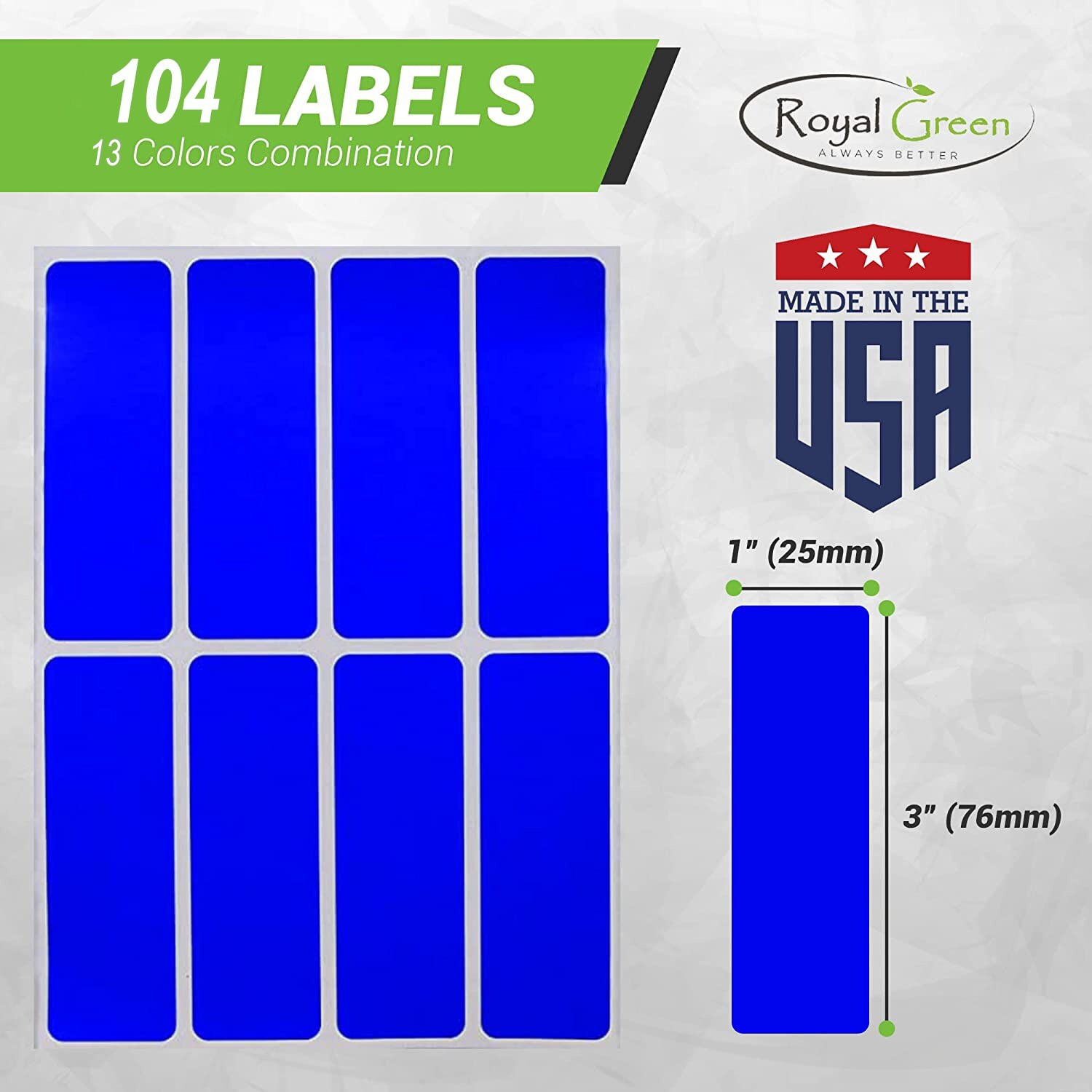 Colored Coding Craft 3 x 1 Inch Stickers 76mm x 25mm Organizing Labels 104 Pack