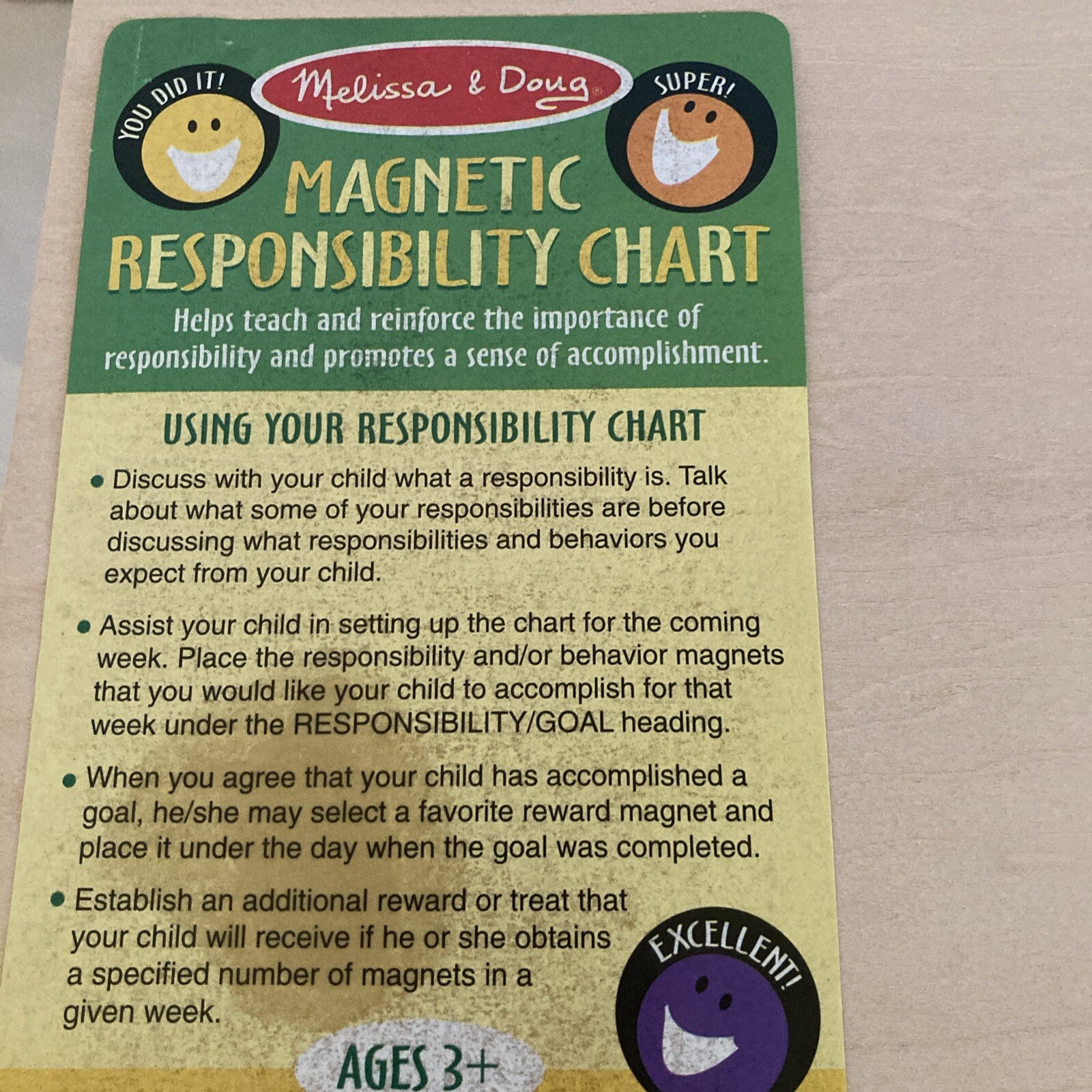Melissa And Doug My Magnetic Responsibility Chart Kids Educational Organize A18