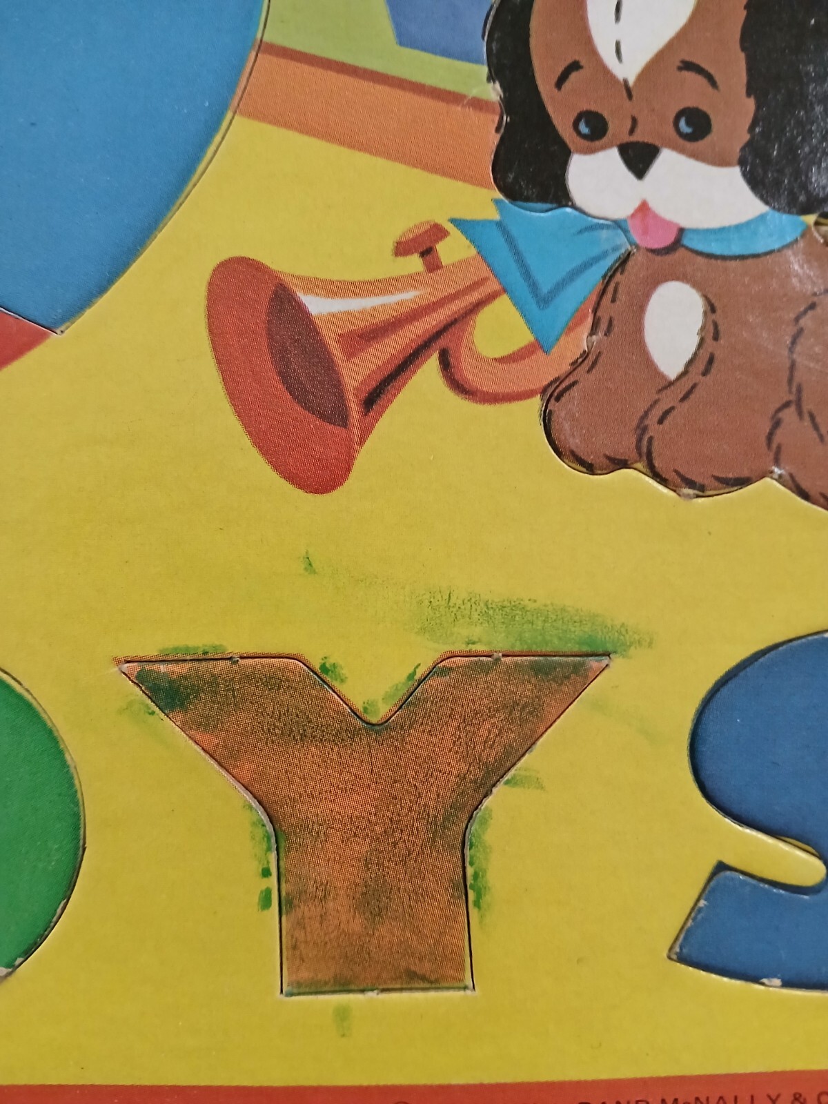 Spell and Play Preschool Push-Through Puzzle Cardboard Rand McNally c1972