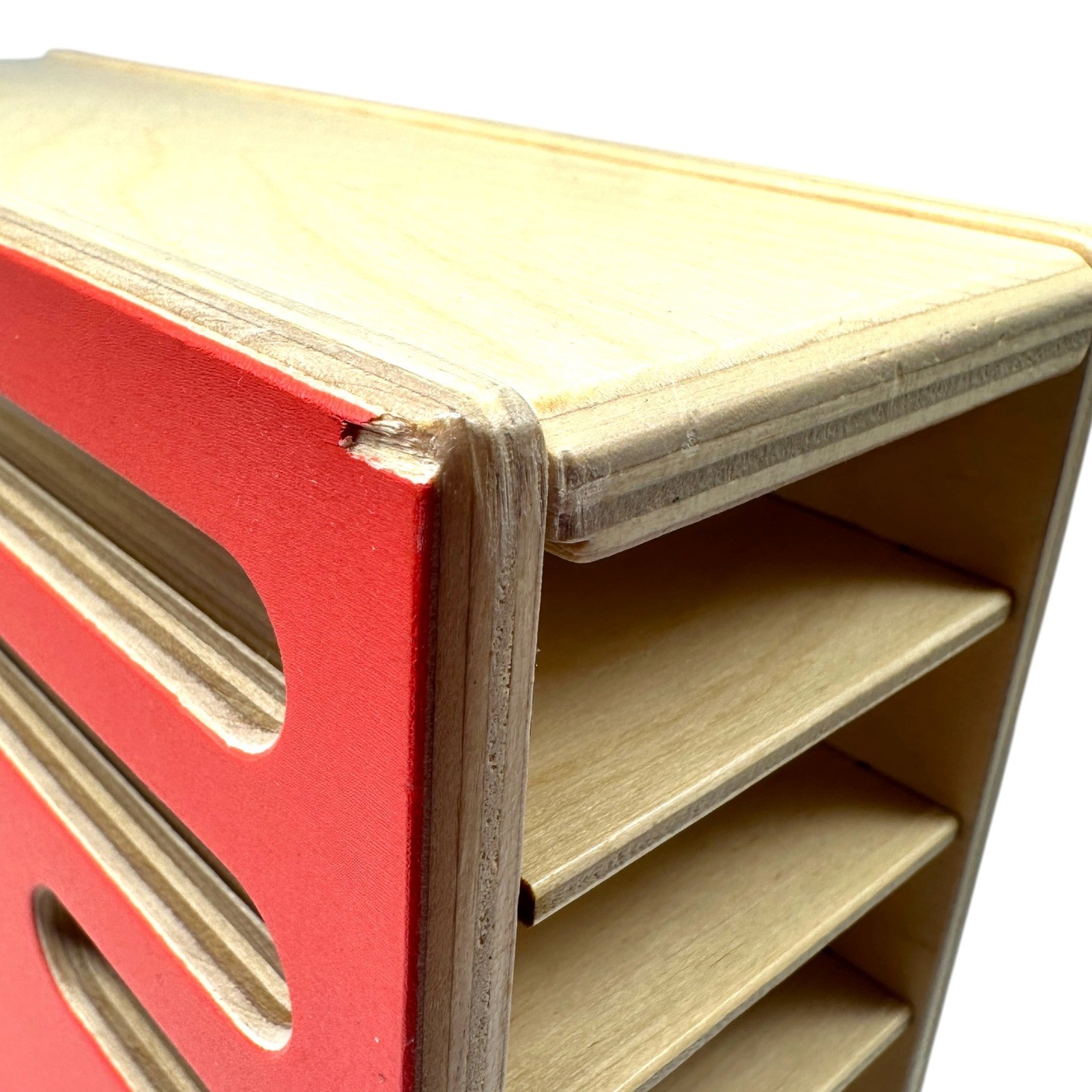 LOVEVERY Count & Slide Ring Chute Box Montessori Toddler Toy Red Natural Wood