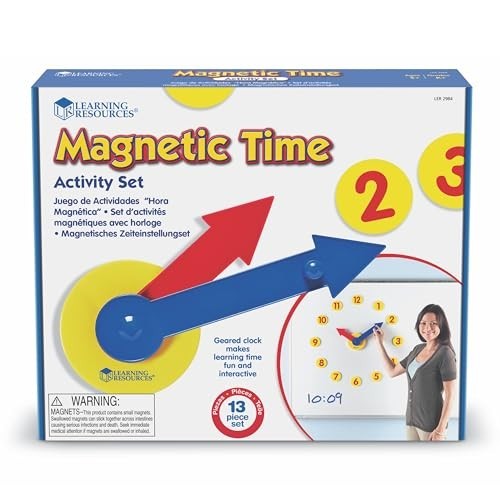 Magnetic Time Activity Set for Homeschooling – Time Telling & Basic Math Skills,