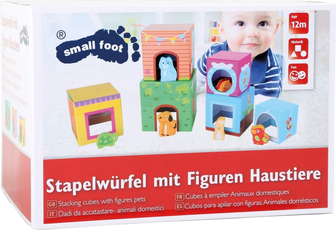 Small Foot 10044 Colourful Stacking Cubes made of cardboard, motor activity w/ 6