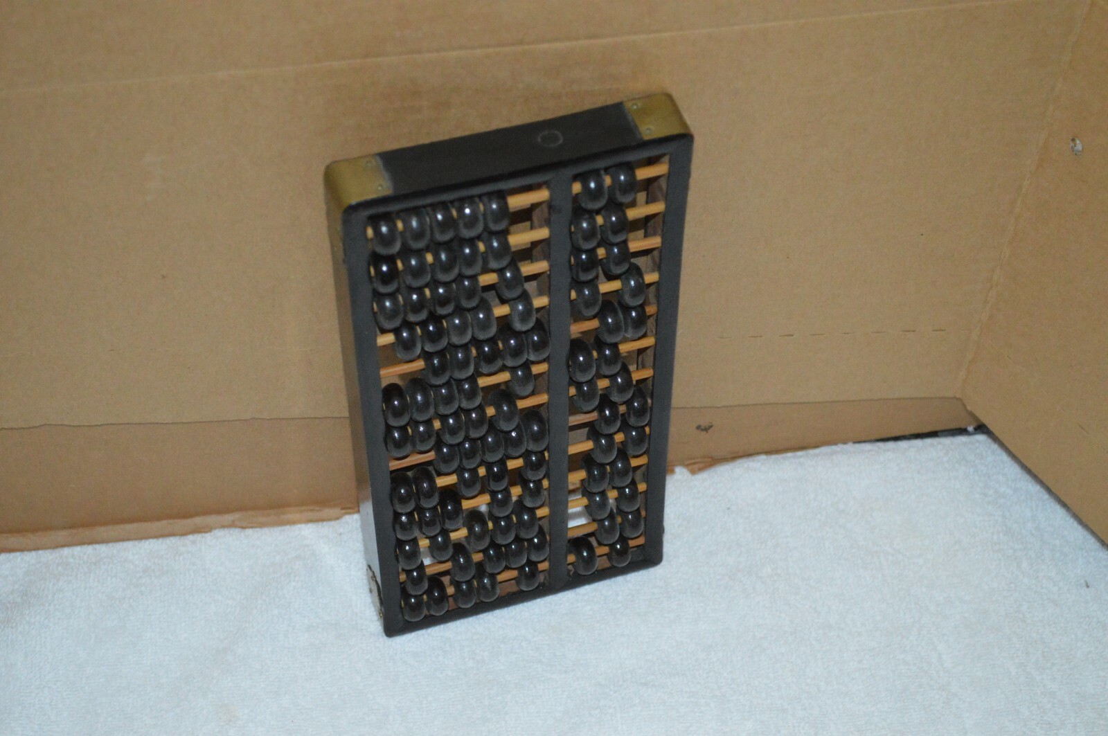 Vtg Black Laquer Lotus Flower Wooden Abacus 13 Rows 91 Beads Republic China