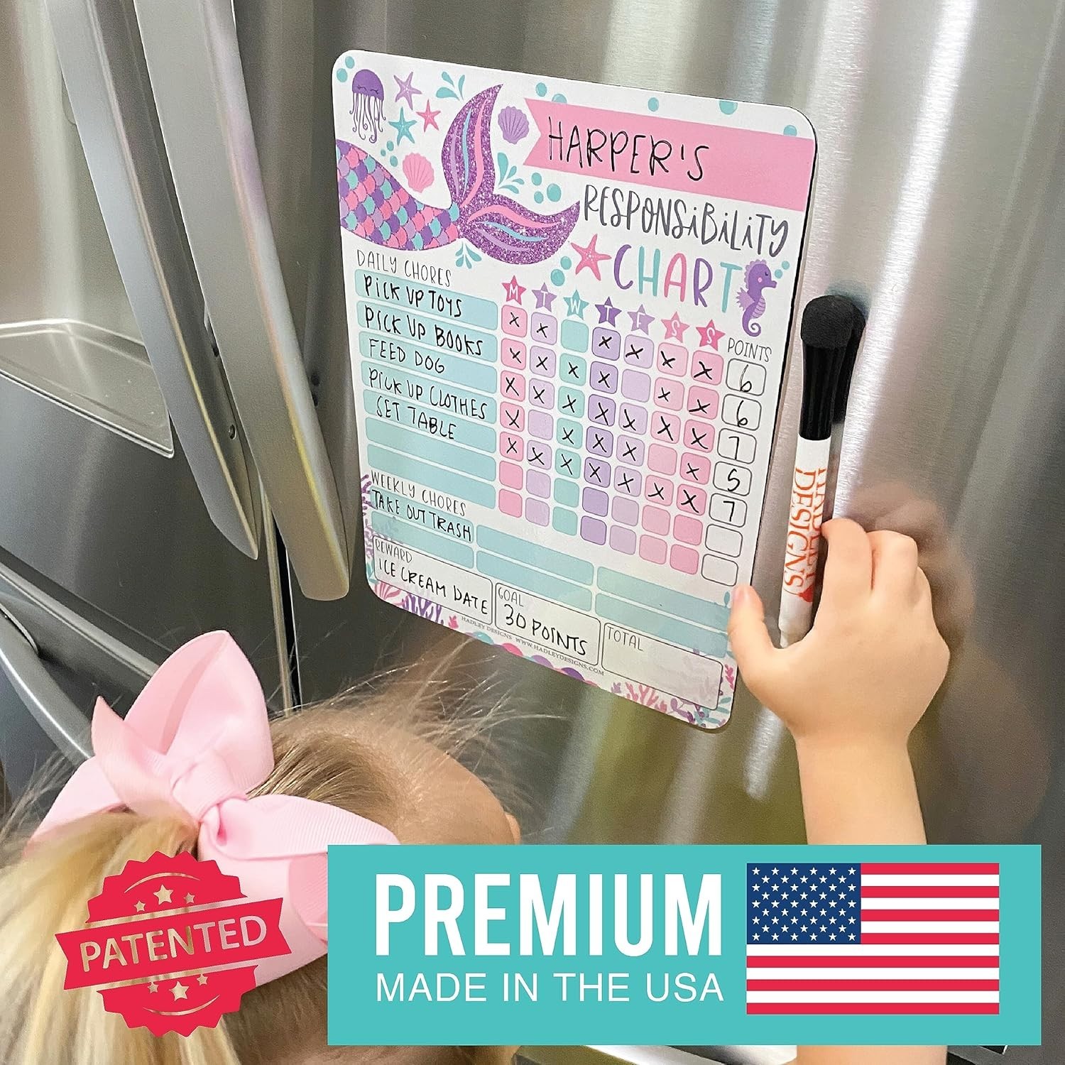 Reusable Magnetic Chore Chart for Kids – Mermaid Design for Family Organization