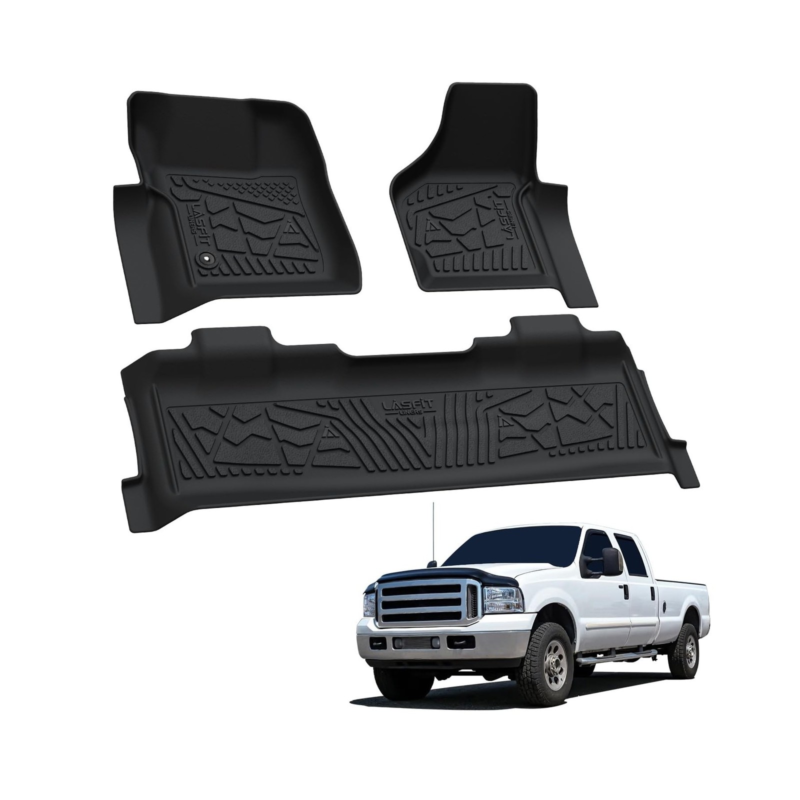 LASFIT Floor Mats for Ford F250 F350 1999-2007 Super Duty Crew Cab Carpet Flo…