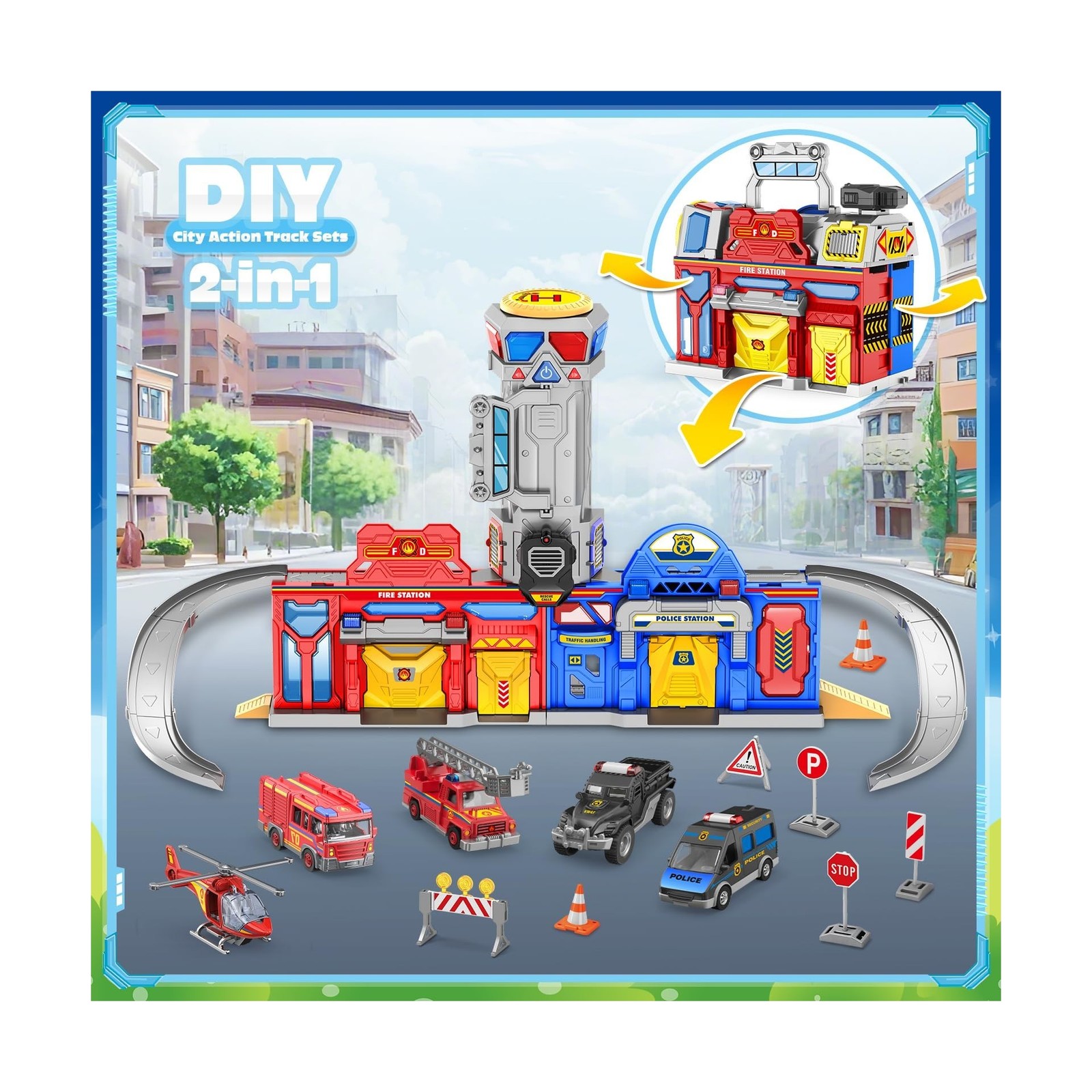 Ochido Boys Toys for 3 4 5 6 Years Old,Large City Action Playset Ki… Fast Ship