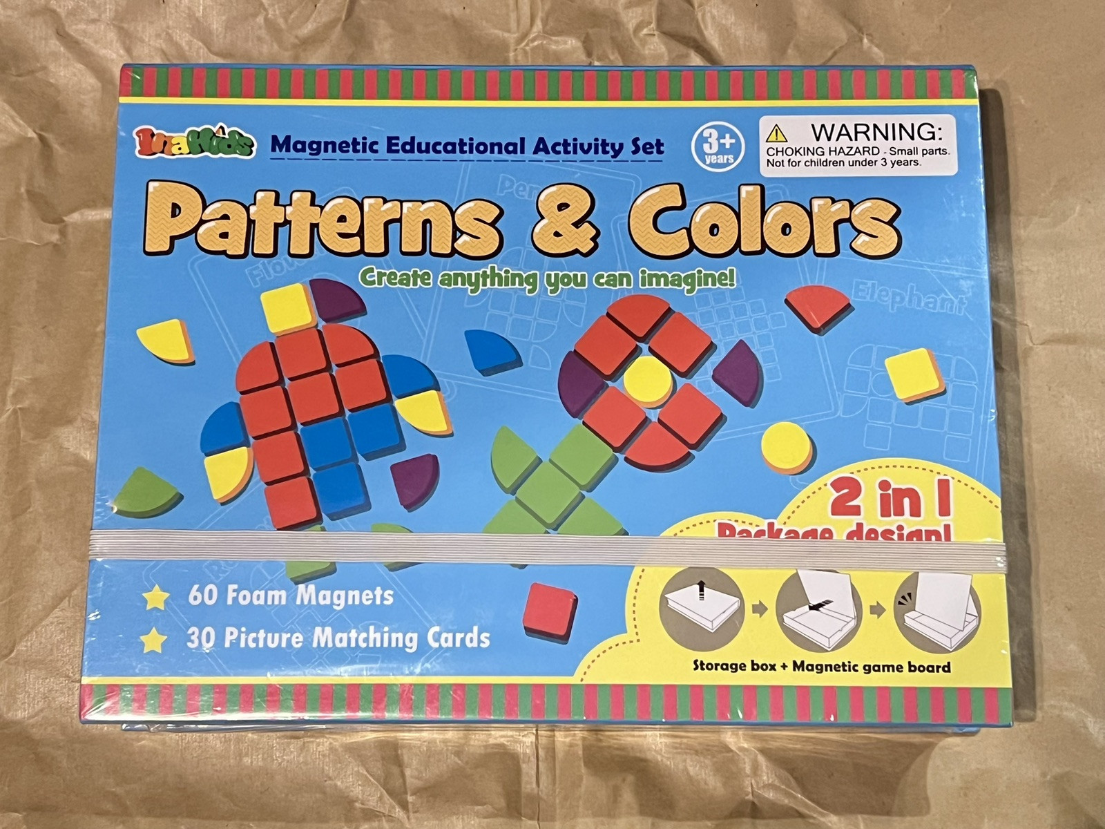 InaKids Magnetic Activity Set Learning Toy Patterns And Colors Foam Shapes NIB