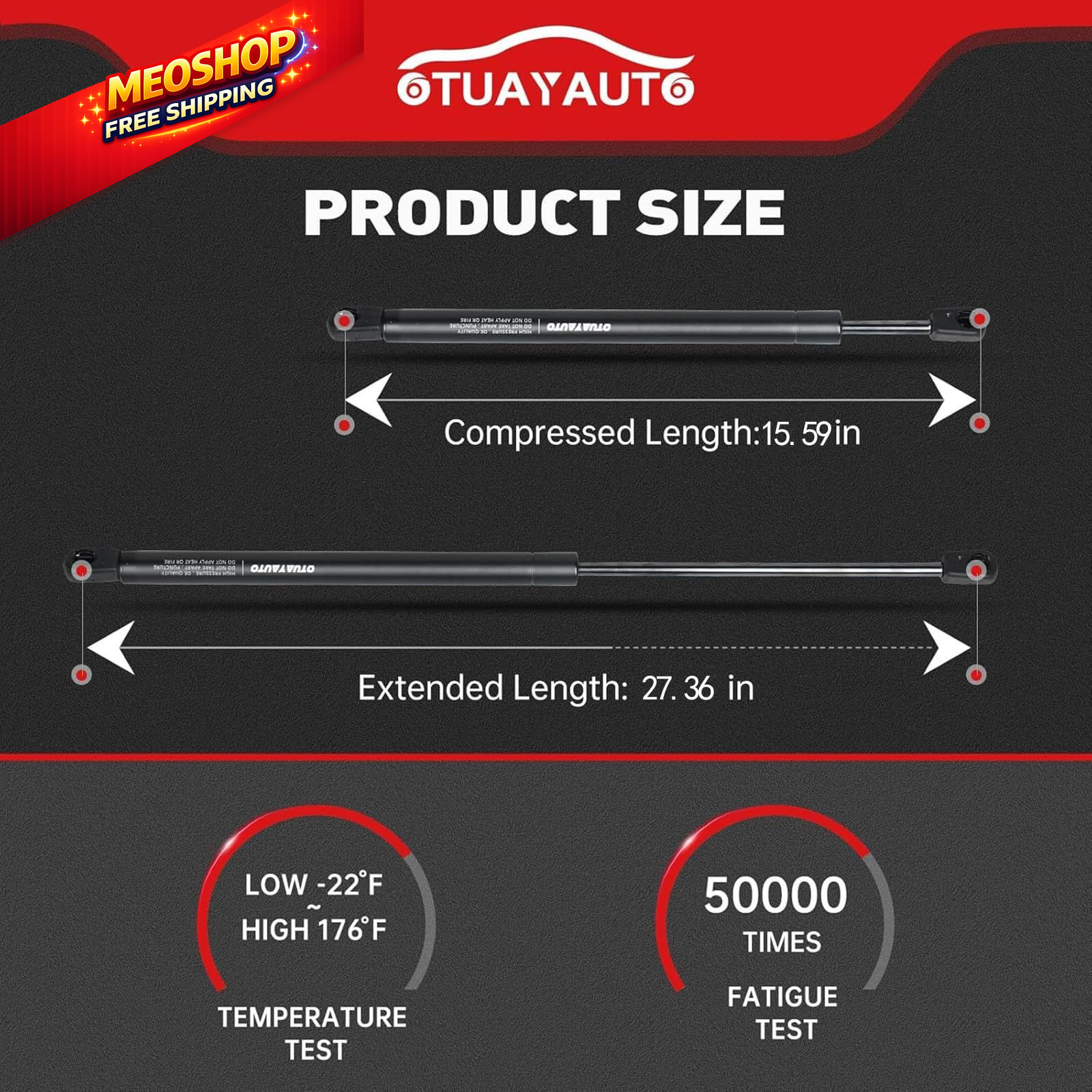 Front Hood Struts for 07-11 Toyota Camry, Replacement Camry 2007-2011