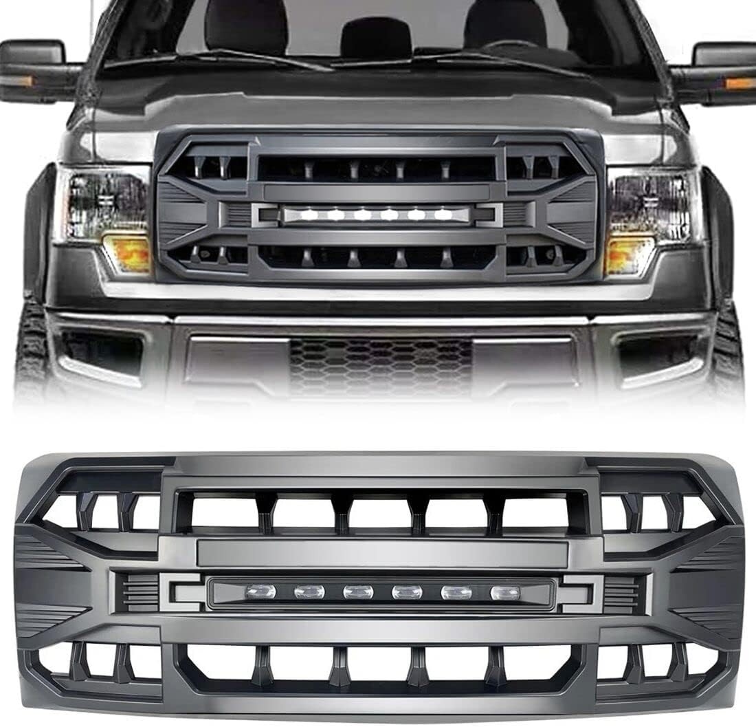 Front Grill Replacement for F150 2009-2014, Matte Black Front Bumper Grille