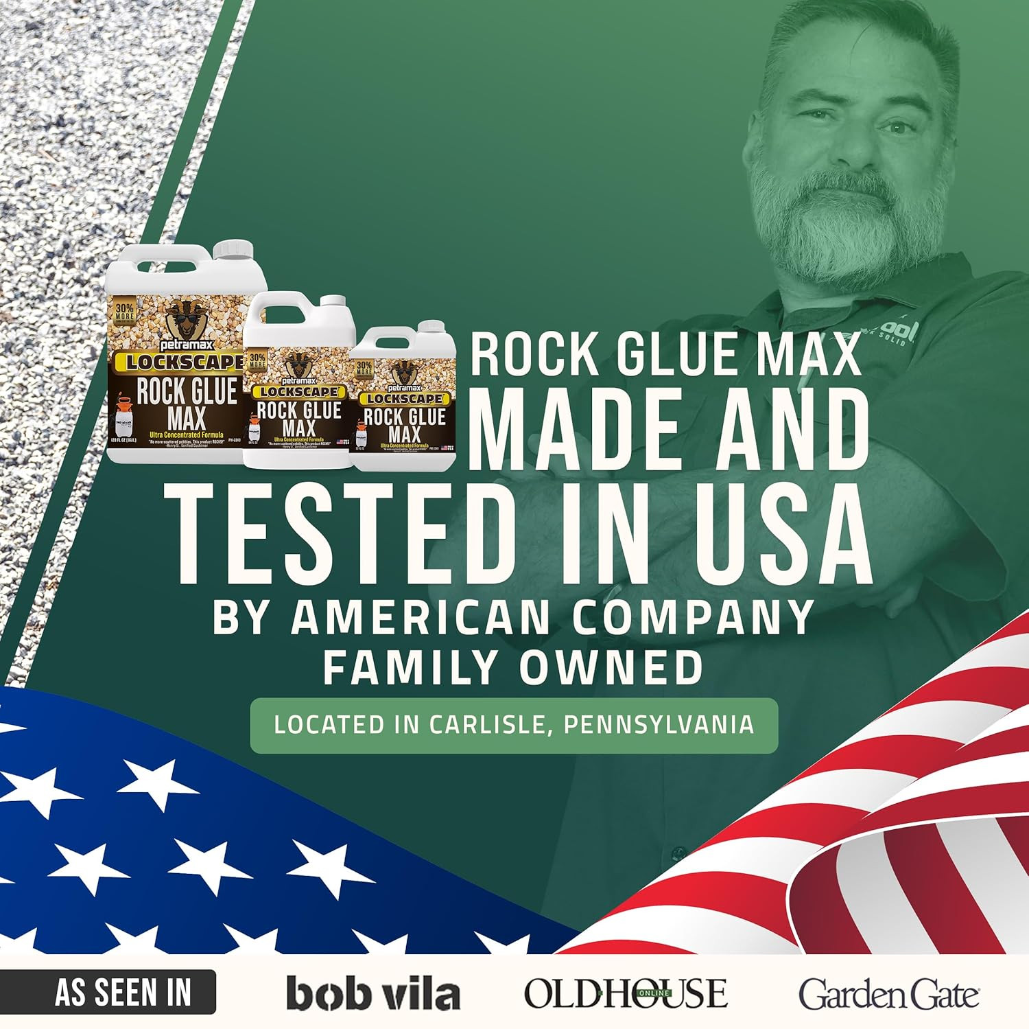 Max Rock Glue for Landscaping, 32 Ounce – Ground Coverage & Pet Safe Mulch Glue
