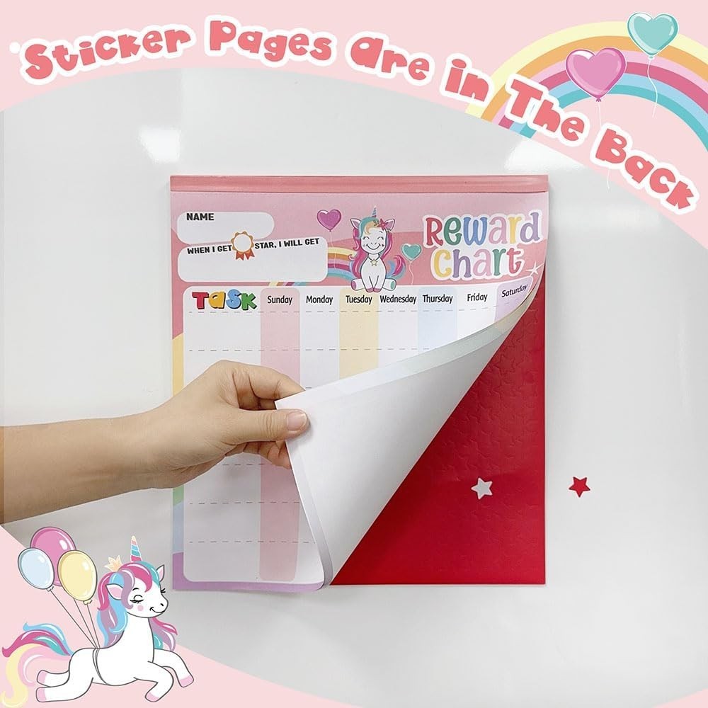 Reward Chart for Kids – Unicorn Magnetic Kids Behavior Chart, Pad with 26 Cho…
