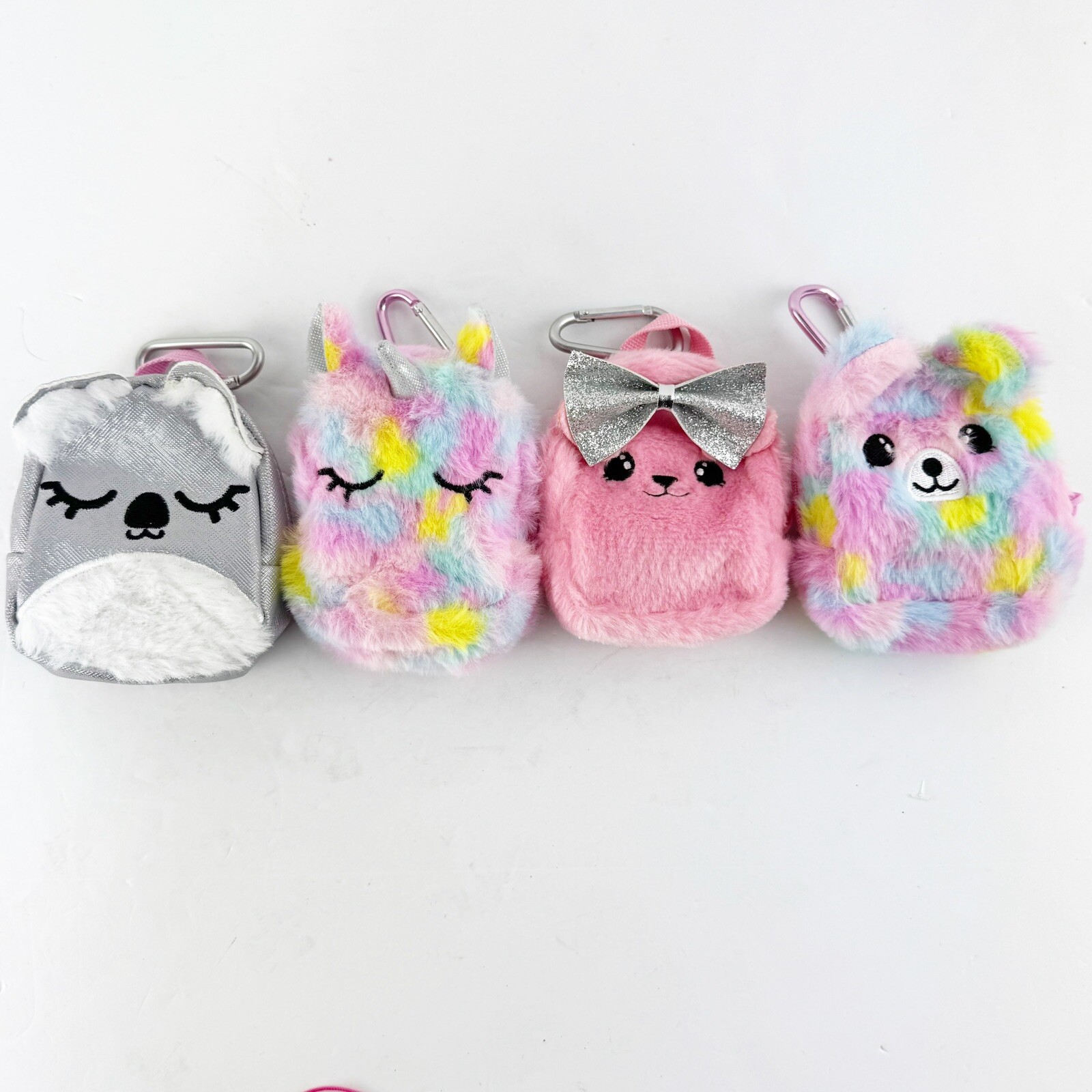 Lot of 4 Miniature Animal Backpack Clip Ons With Fun Accessories & Tools