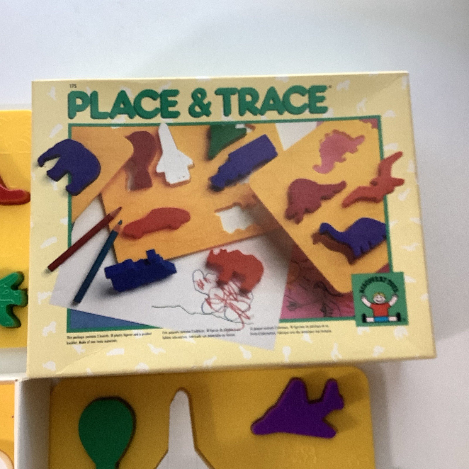 Vintage Discovery Toys Place And Trace Puzzle And Stencil Set From 1984