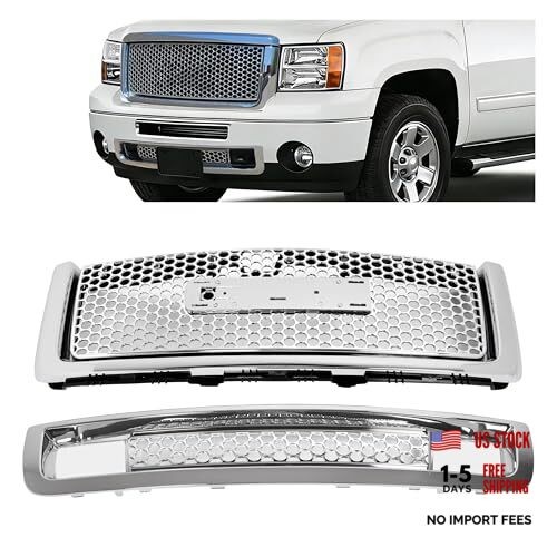 Front Grill Compatible with 2007-2013 GMC Sierra 1500 New Body Style Models
