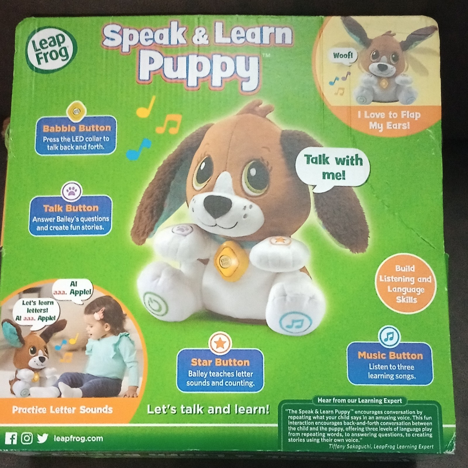 LeapFrog Speak & Learn Puppy Interactive Toy 12+ Mon, Never Opened.