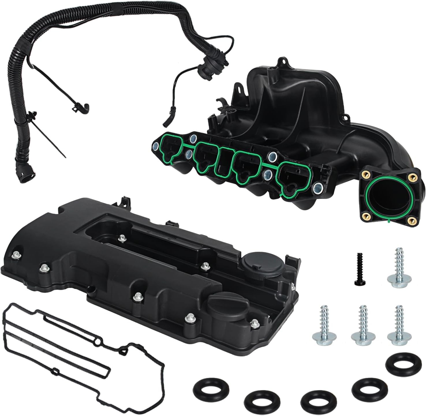 Engine Valve Cover and Intake Manifold Kit with Valve Tube, Compatible with 2…