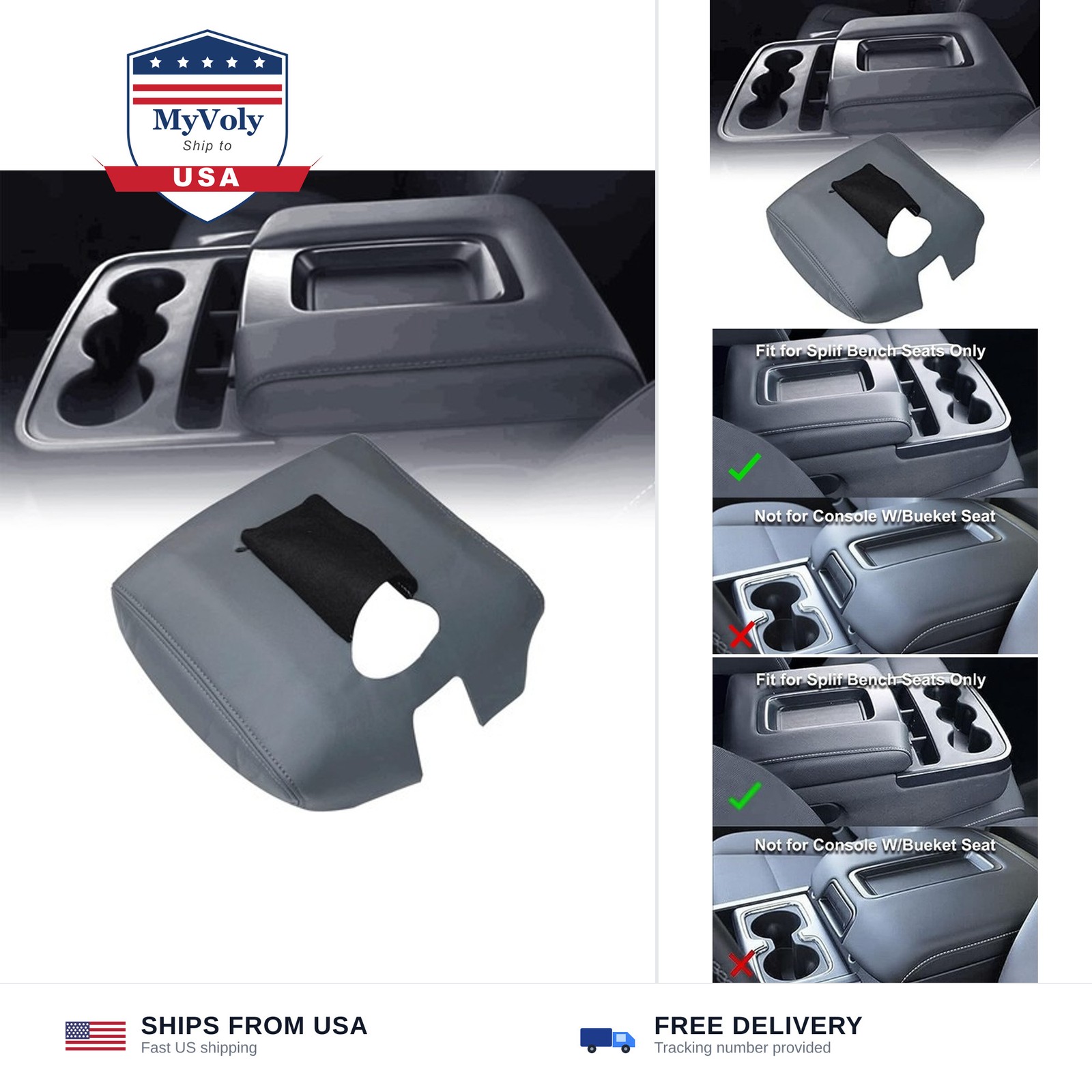 SecosAutoparts 2014-2018 Center Console Armrest Cover Lid for Chevy Silverado…
