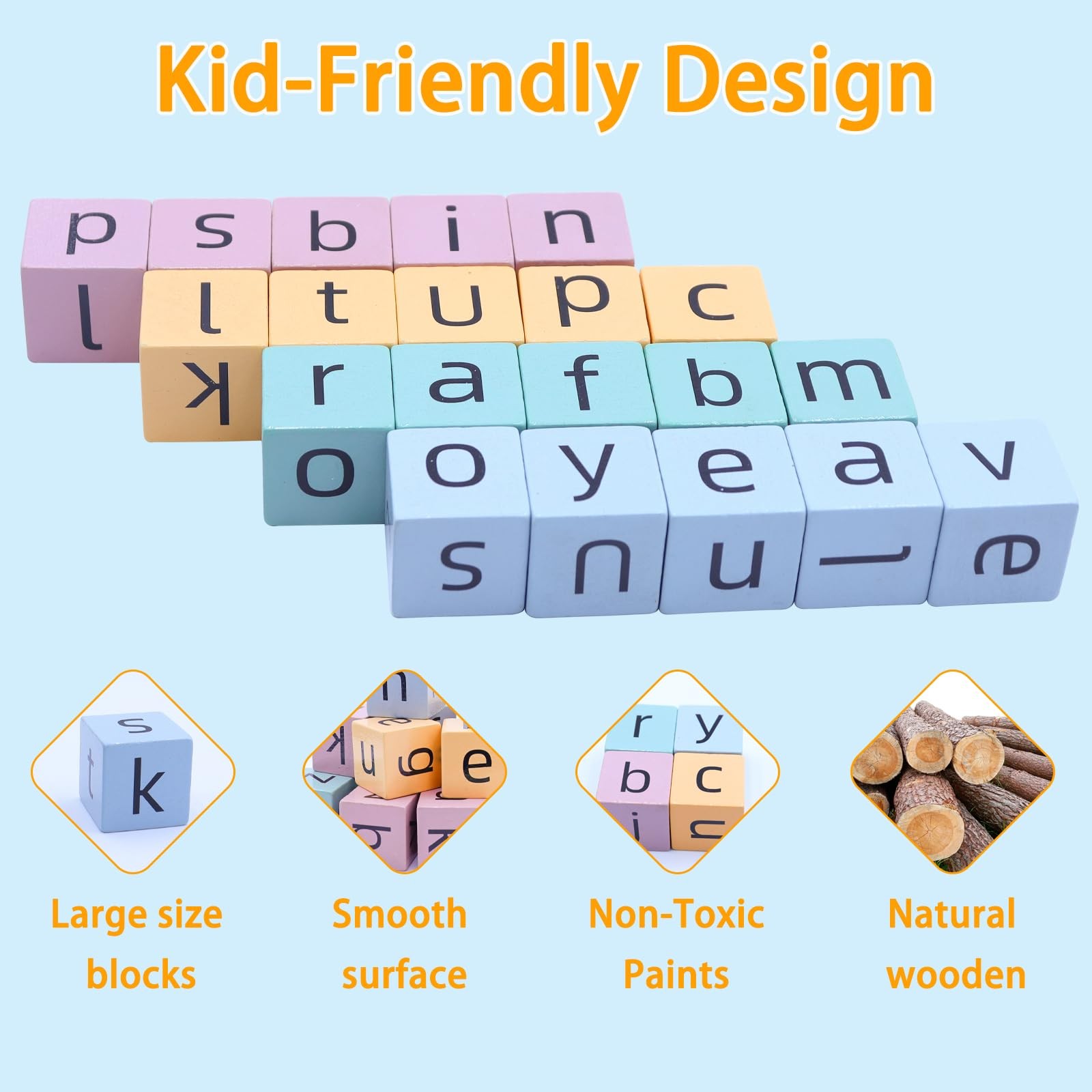 Humerry Word Spelling Game, Matching Letter Game for Kids, 20 Wooden Alphabet…