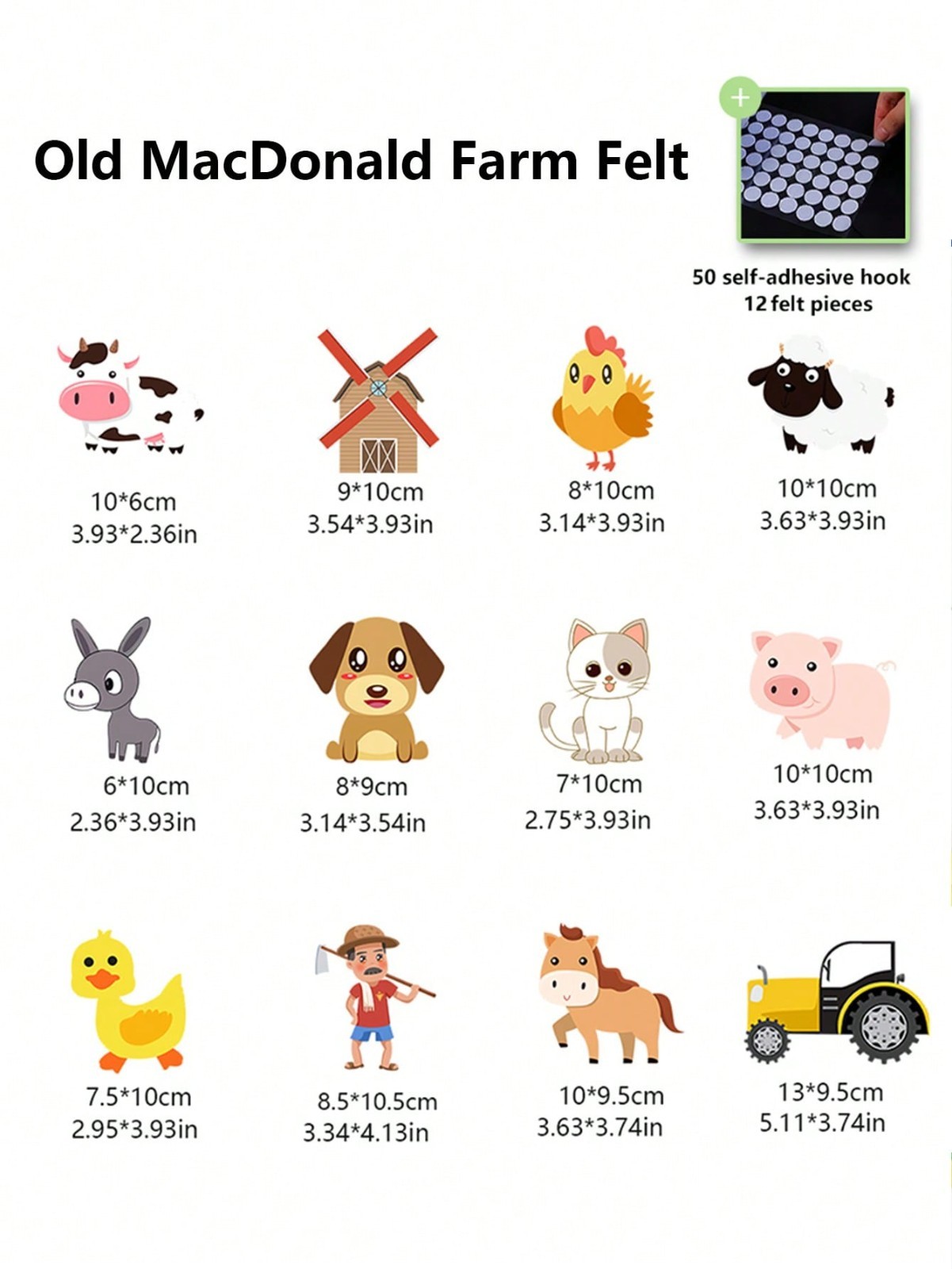 Old MacDonald A Farm Felt Story Set Flannel Board Kids Educational Toy 12PCS