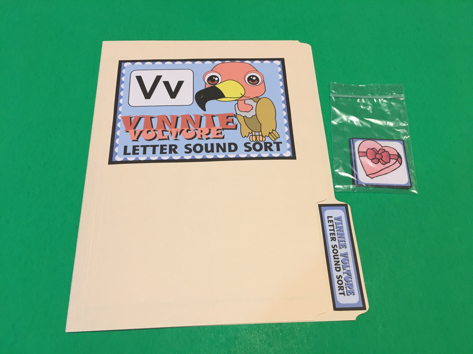 Vinny Vulture – Letter Vv – DIY File Folder game – Printed / Uncut