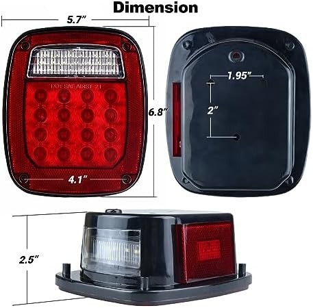 Tail Lights Assembly Replacement for 1979-2006 Wrangler TJ YJ CJ5 CJ7 Red Square