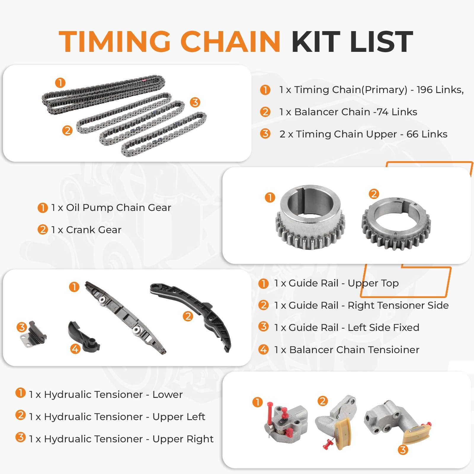 Autoexact 130286KA0A Engine Timing Chain Kit Fit for 3.5L V6 VQ35DD 2017-2022…
