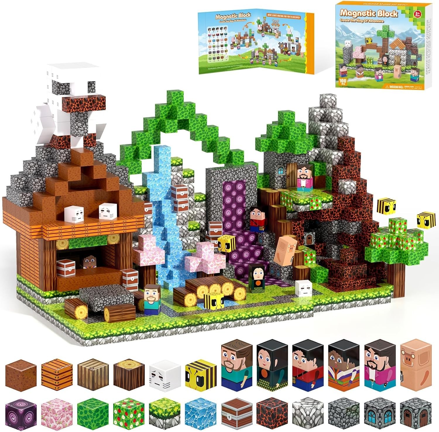 Magnetic Blocks, Magnetic Building Blocks Gryxpox, Magnet Tiles with Adventure W