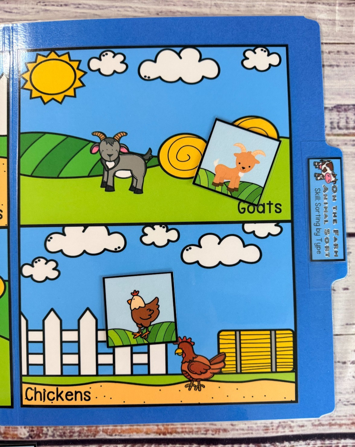 On the Farm Animal Picture Sorting Preschool Toddler File Folder Game