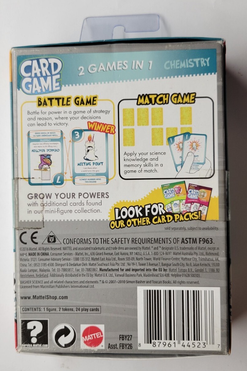 Basher Science Chemistry Card Game Battle & Match w/ Science Facts 2 Games in 1