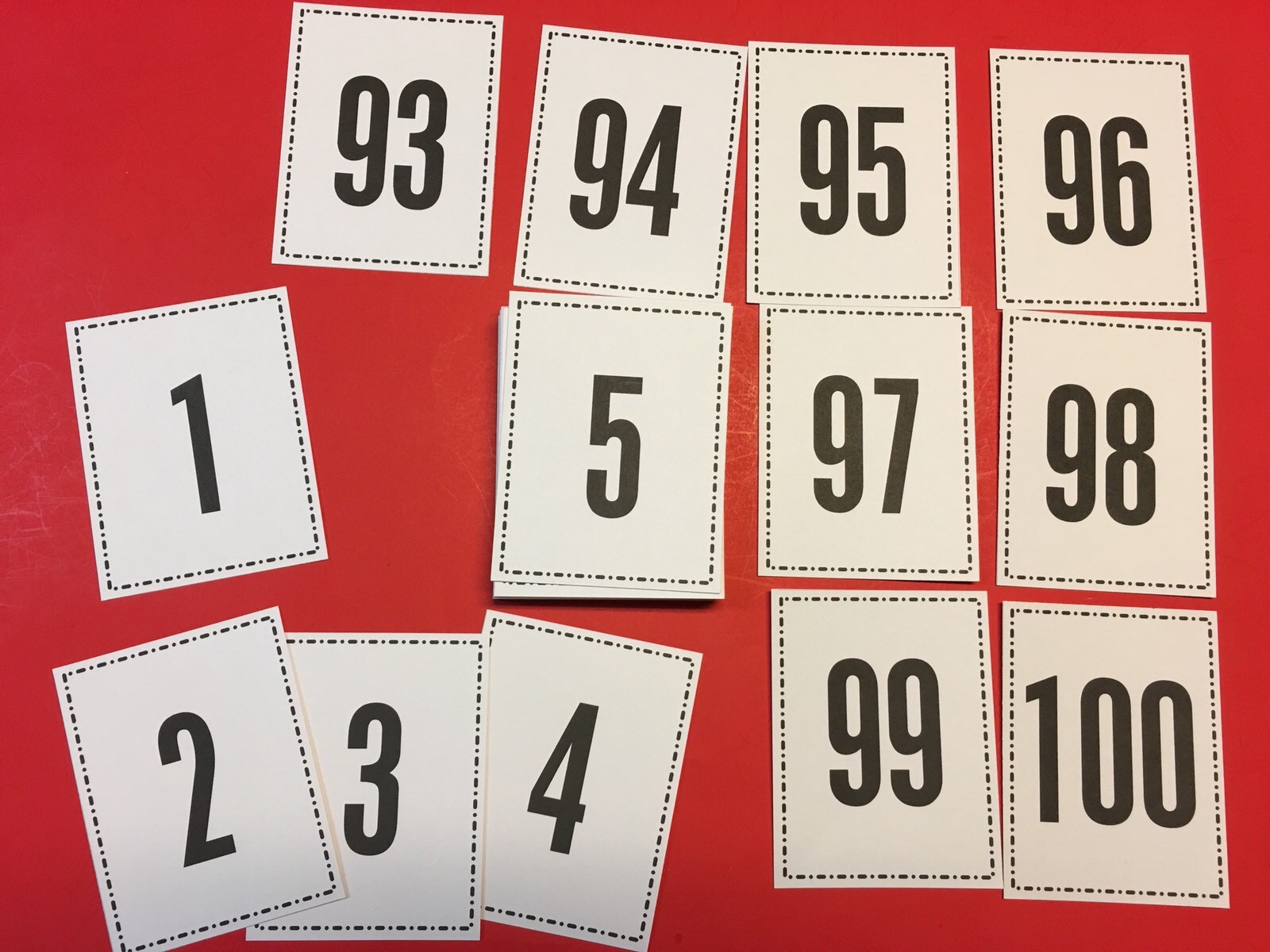 Full Sized – Numbers 1-100 flash cards. 5.5 x 4.25 Pre-k, Preschool Math Number