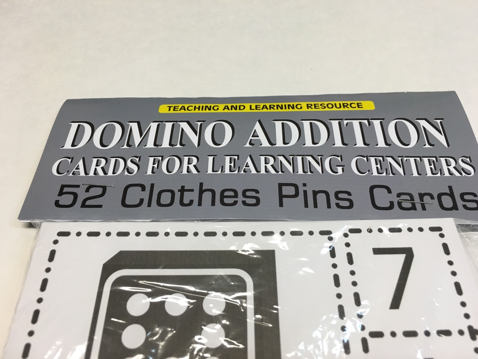 DOMINO ADDITION – Cards for Learning Center 52 Clothes Pin Cards Set Teaching