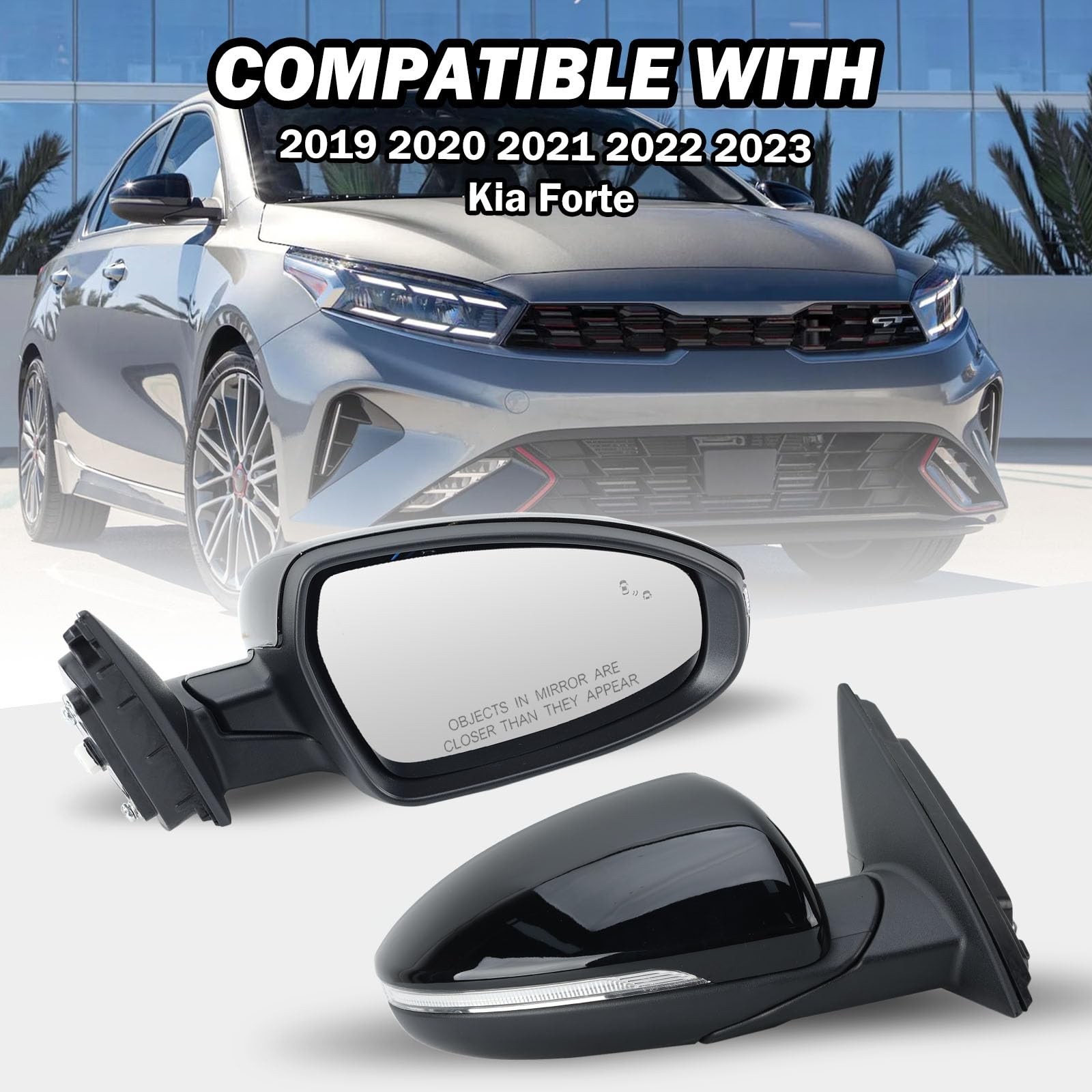 Right Passenger Side Mirror Fits 2019 2020 2021 2022 2023 KIA Forte Mirrors w…