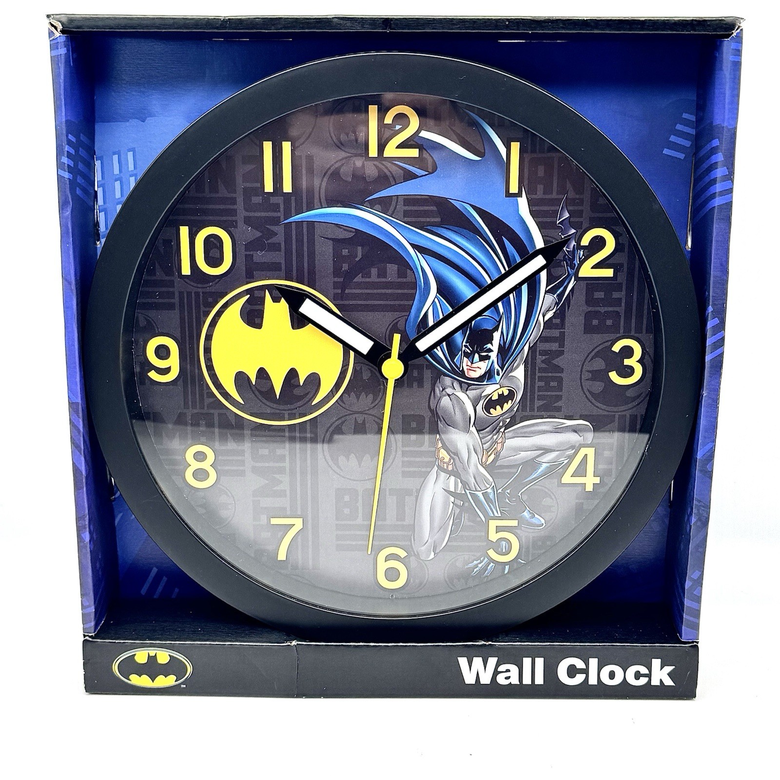 Licensed New DC BATMAN 25cm Round Wall Clock Kids Bedroom Decor Learning Time