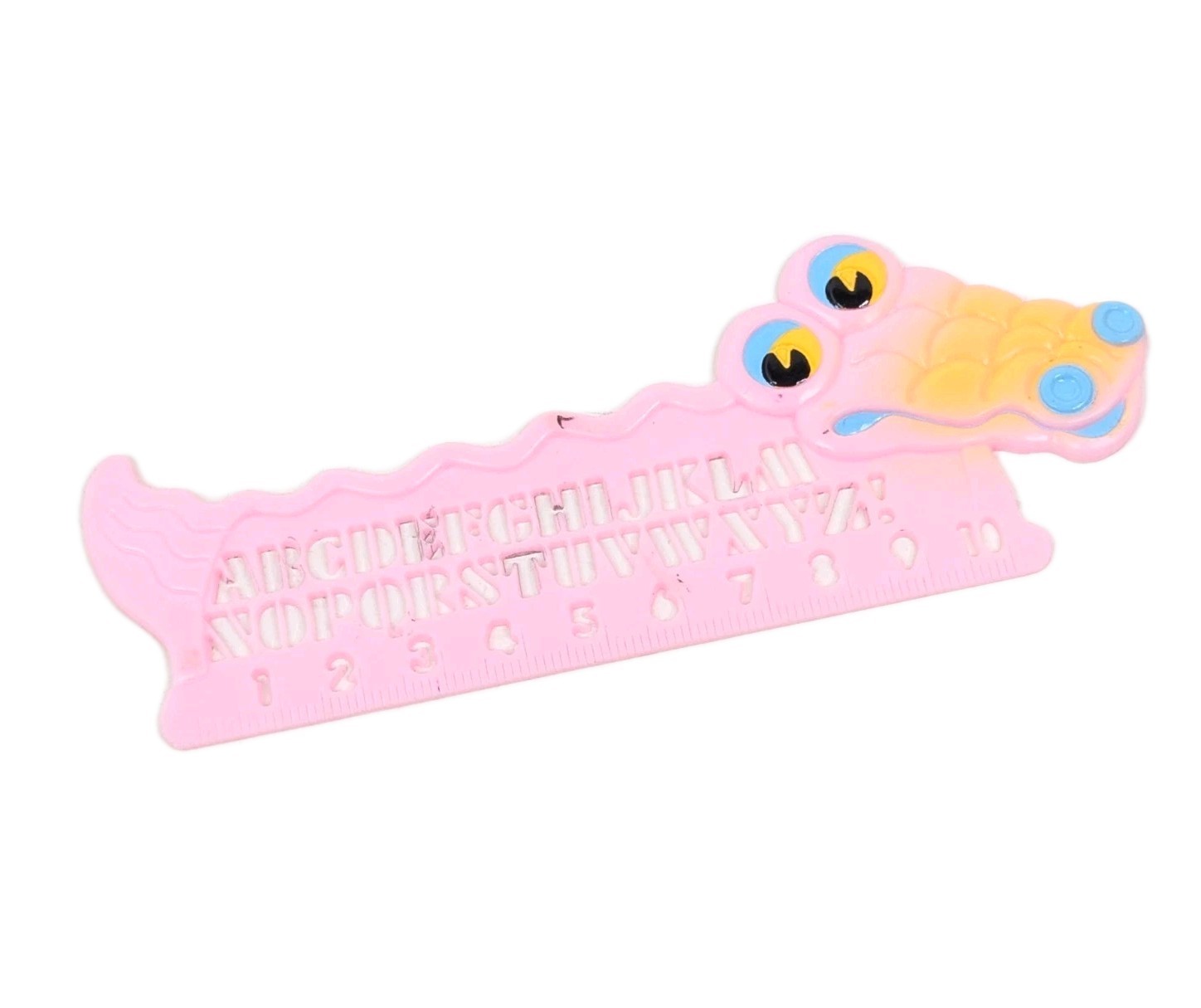 Kids Alligator A-Z Alphabet 1-10, 10cm Ruler Pink 5-1/4″ Length Animal Vintage