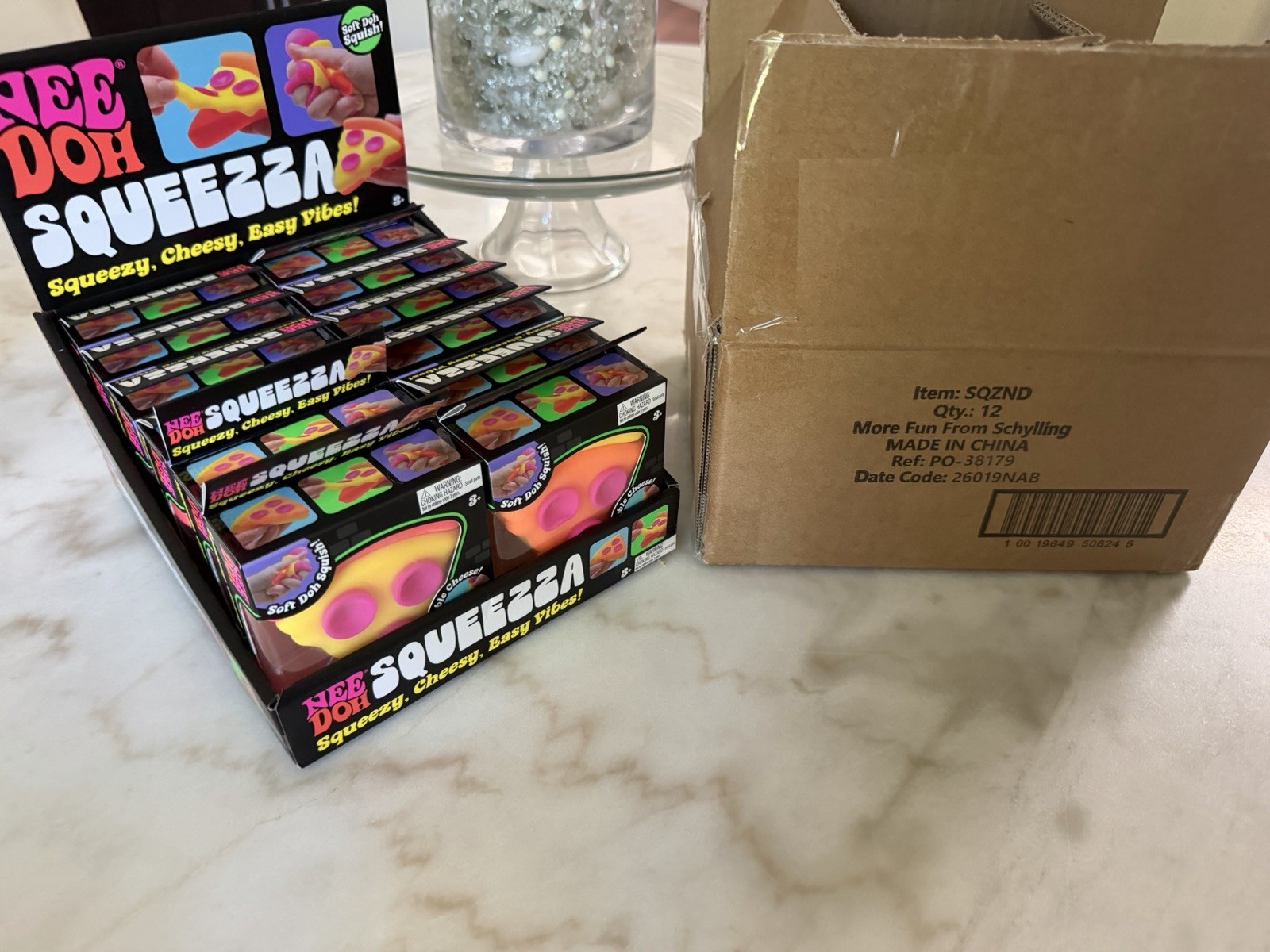 2 AUTHENTIC NeeDoh SQUEEZZA Pizza Slice🍕 Squishy SQUISHIES Nee Doh PINK YELLOW