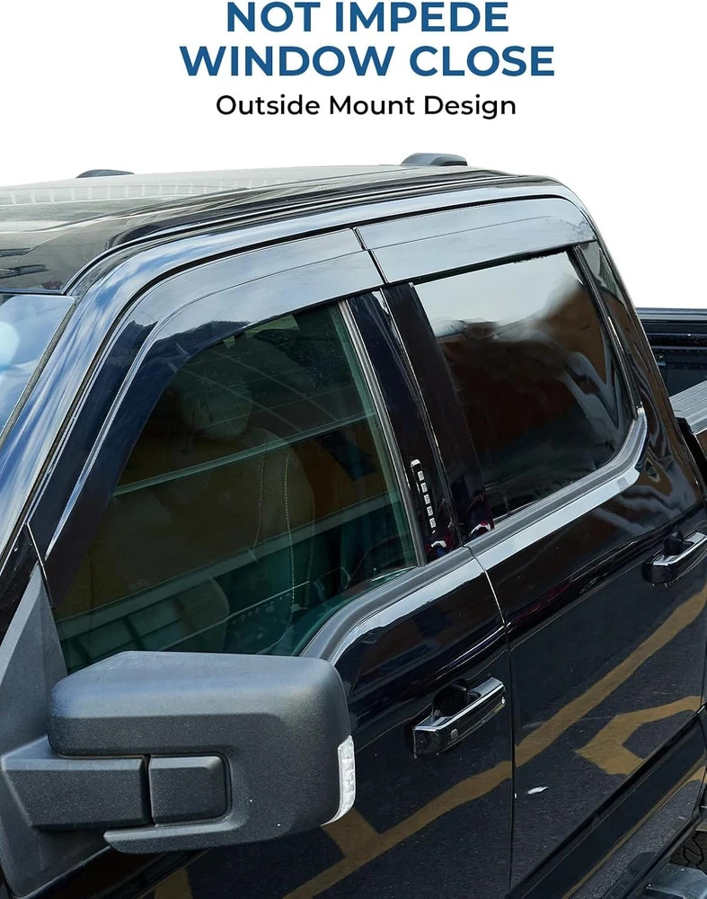 Low Profile Vent Visors for 2015-2024 Ford F150 & Raptor Crew Cab
