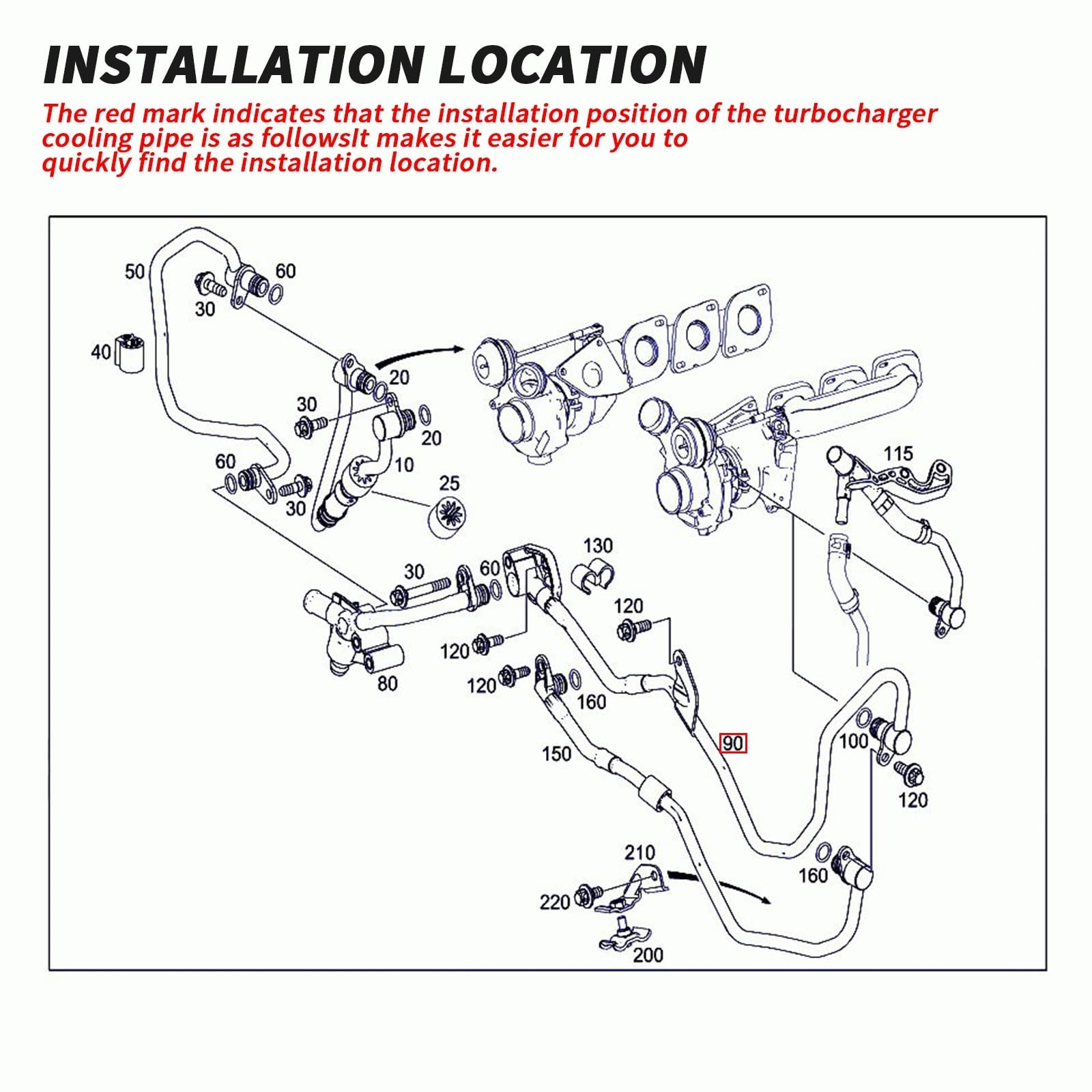 2782001300 Coolant line booster water pipe For Mercedes Benz 2005-2020 S500 S…