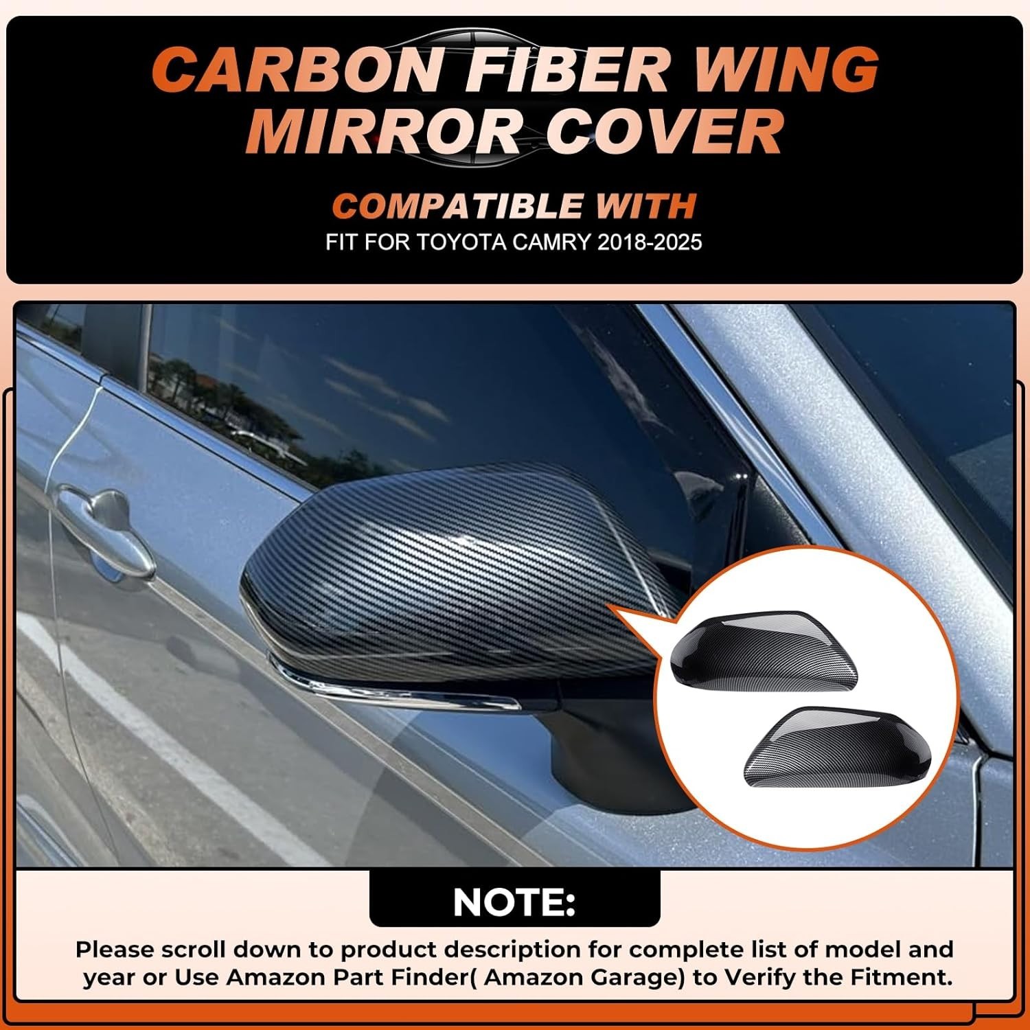 Mirror Cover Caps Compatible with Toyota Camry 2018 2019 2020 2021 2022 2023 …