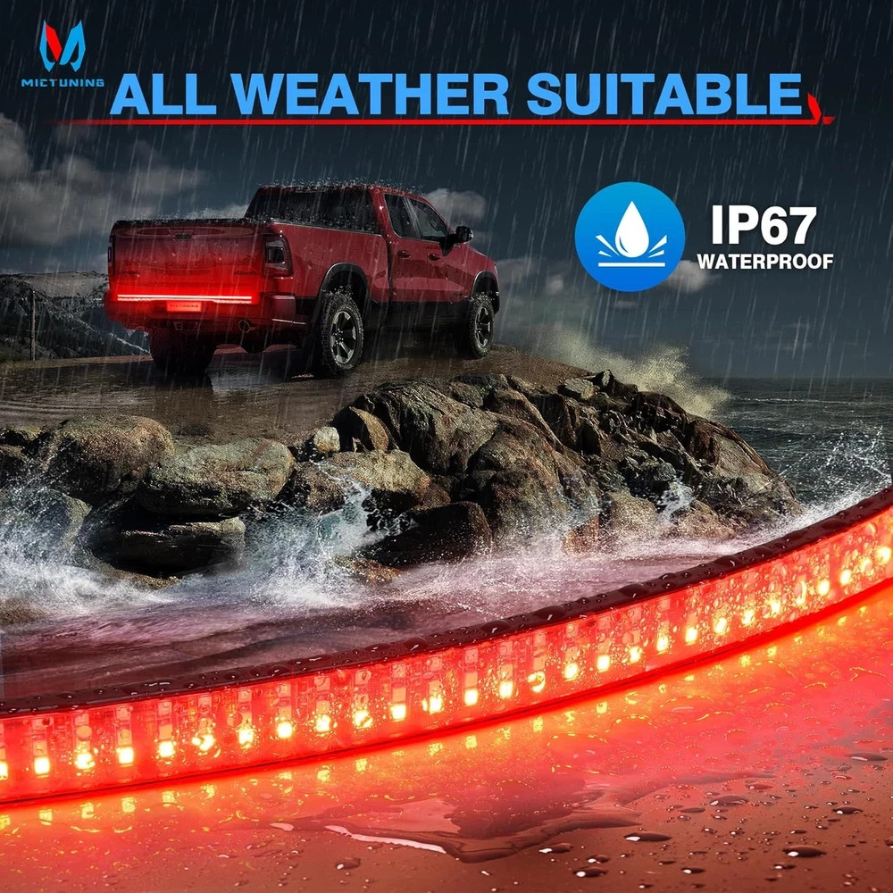 60 Inches Red Sequential Turn Signal LED Brake Lamp Triple Row 504 Leds Tailgate