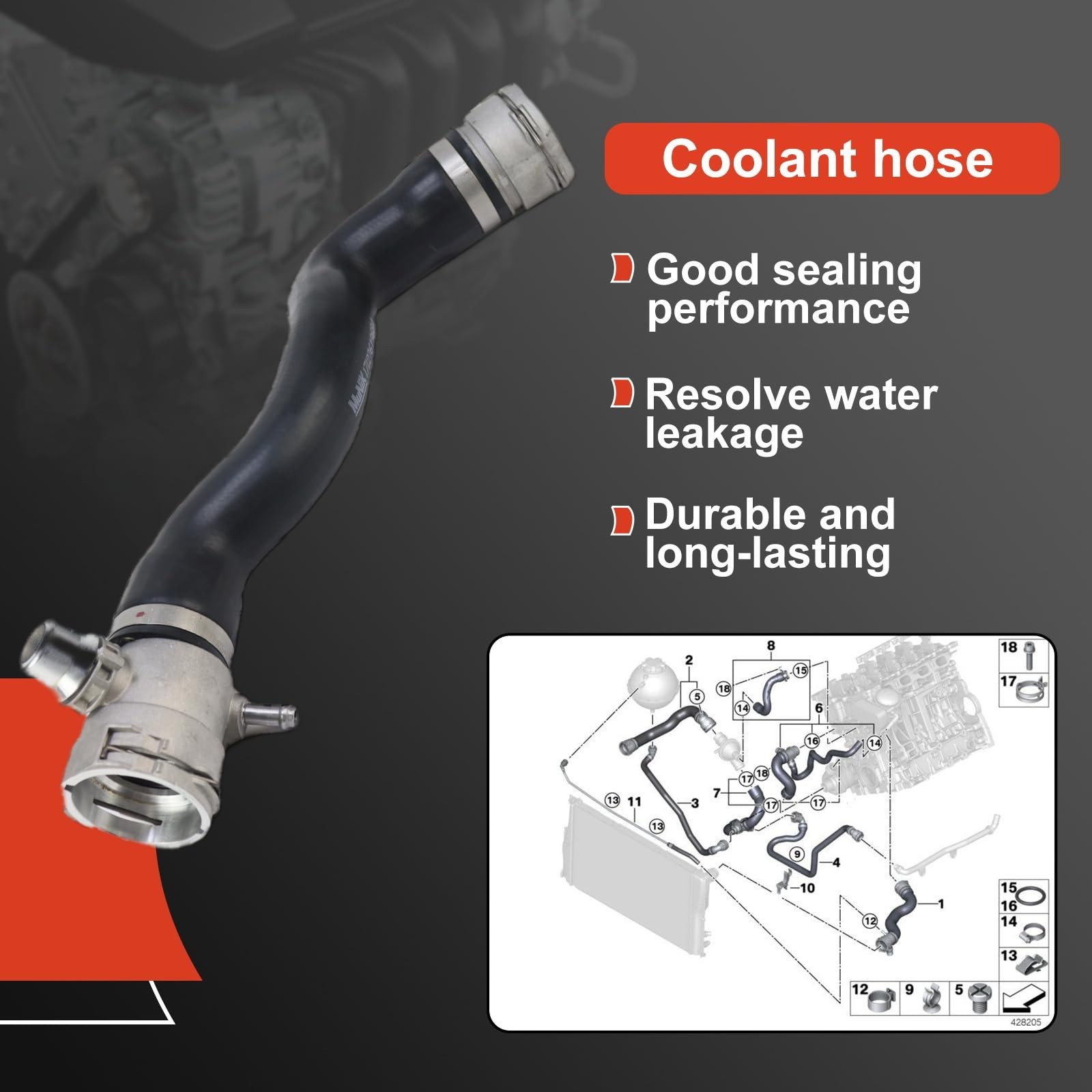 17127619684 Aluminum Fitting Radiator Coolant Hose 2012-2016 For BMW F10 528i…
