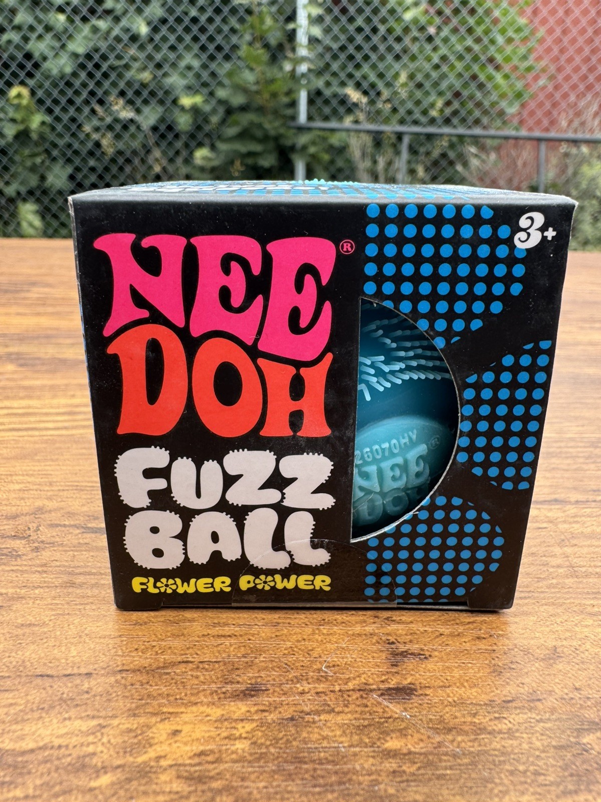Schylling NeeDoh Fuzz Ball Flower Power Velvet Squeeze AUTHENTIC Blue edition