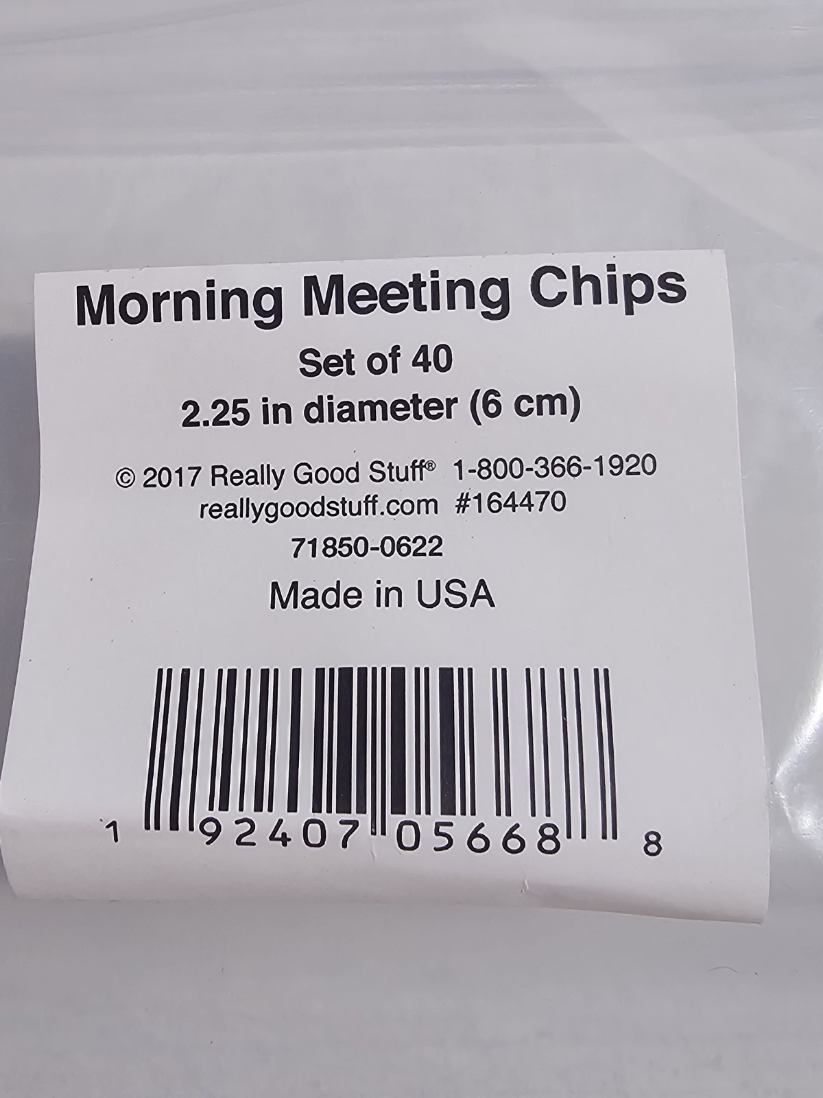 Really Good Stuff Morning Meeting Chips Set of 40, 2.25 in (6 cm)