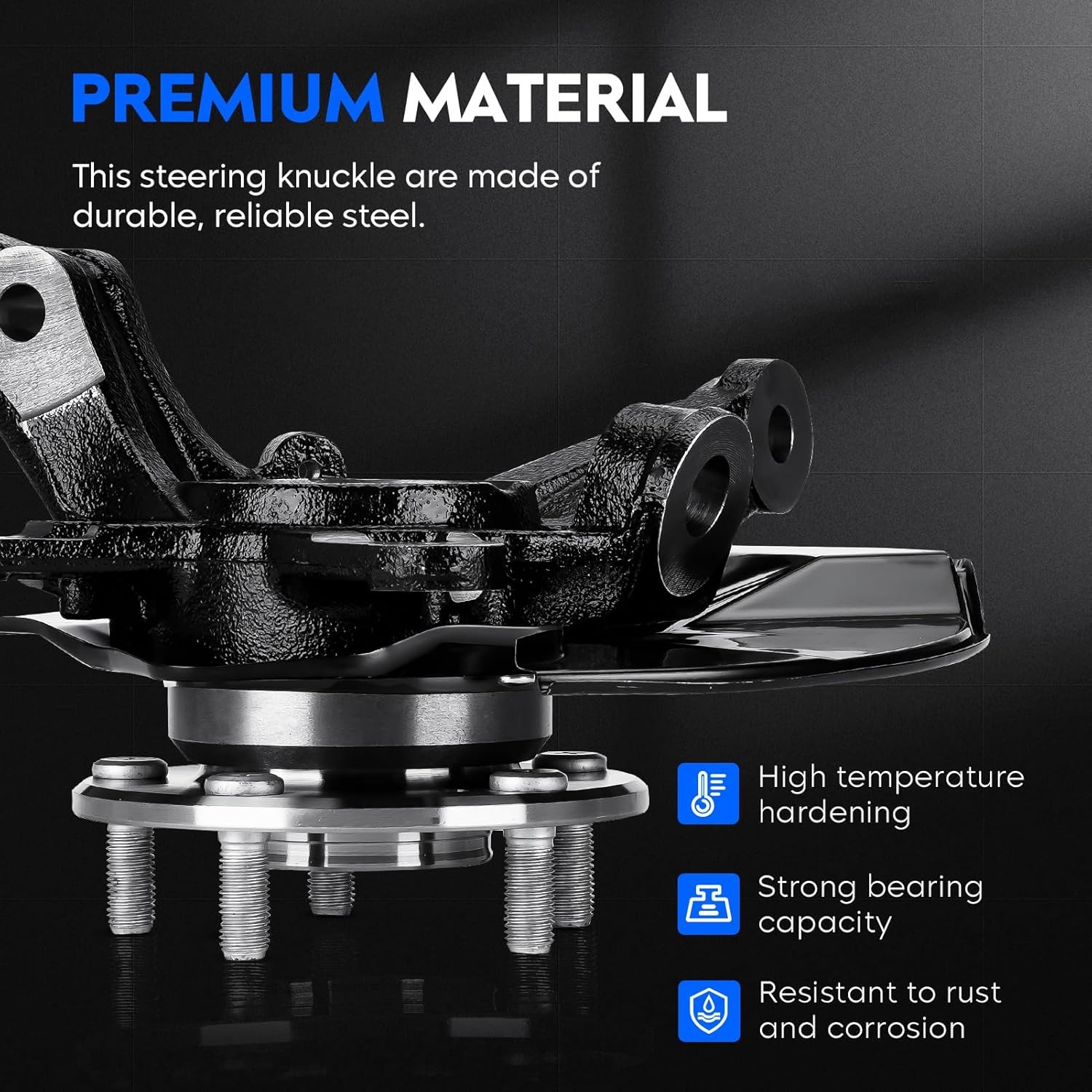 Front Right Side Steering Knuckle & Wheel Bearing Hub Assembly Compatible with H