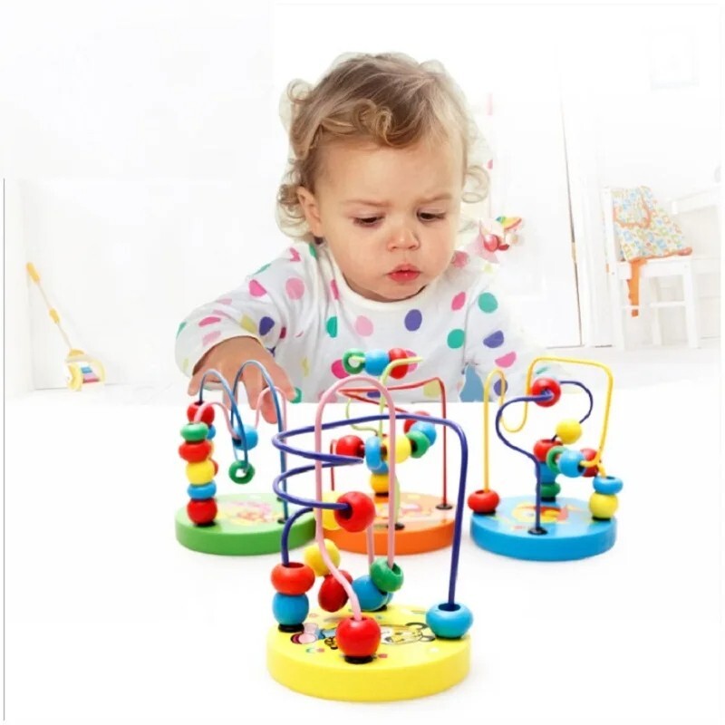 Montessori Wooden Baby Toys Maze Roller Coaster Counting Early Educational Toys