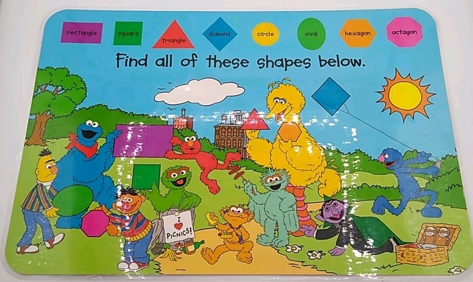 Sesame Street Colors 2002/Shapes 2005 Educational Learning Desk Activity Mats