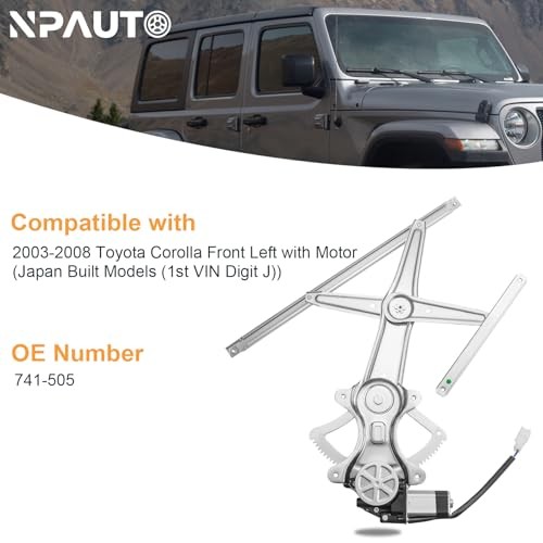 NPAUTO Front Left Driver Side Power Window Regulator with Motor Replacement for