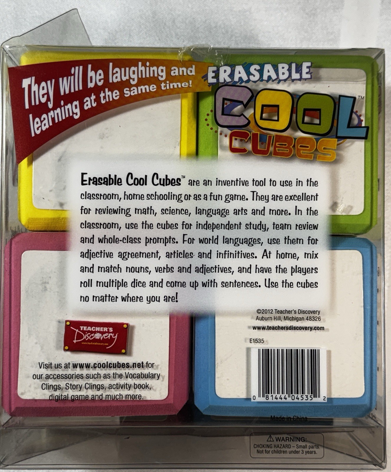 Four Sets Dry-Erase Erasable Cool Cubes Classroom Foam Learning Aids