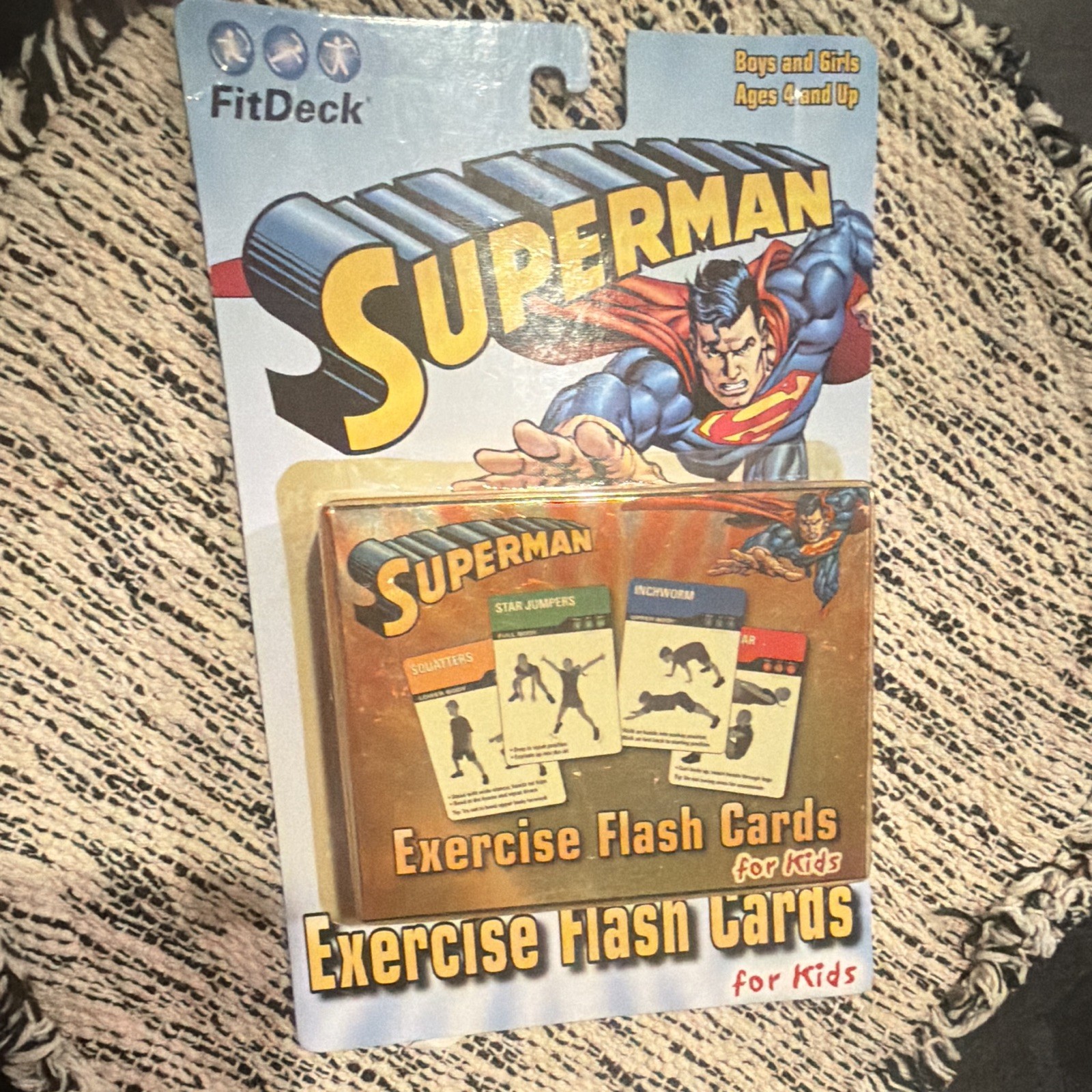 FitDeck Jr. Superman Edition Kids Fitness Exercise Flash Cards 50-Card Deck
